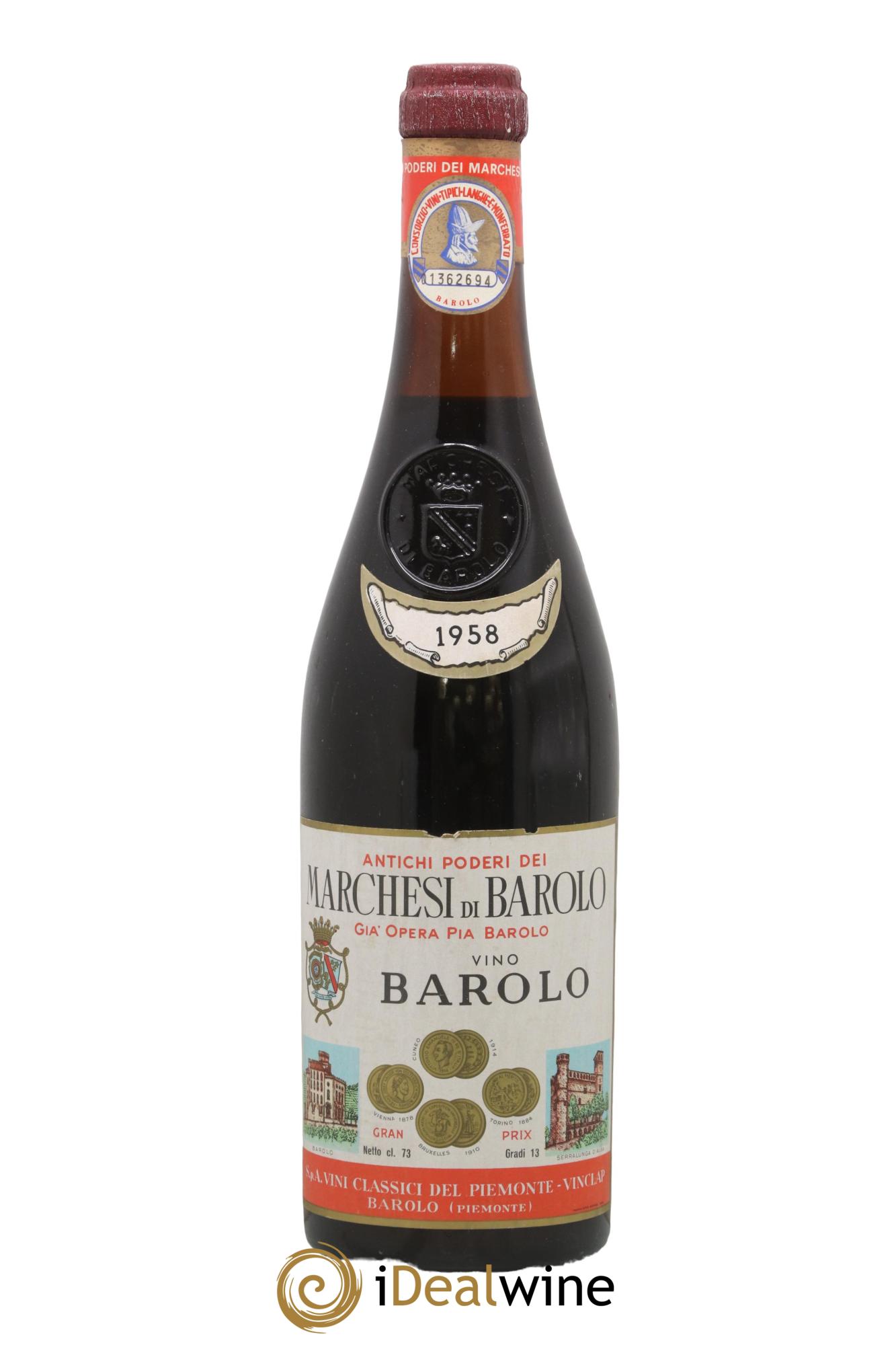 Barolo DOCG Marchesi di Barolo 1958 - Lot de 1 bouteille - 0