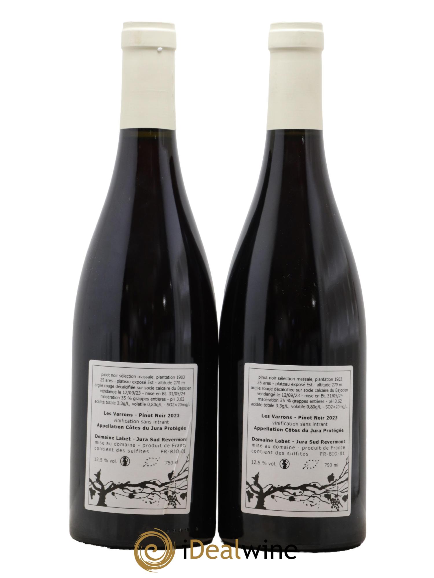 Côtes du Jura Pinot Noir Les Varrons Sélection Massale Romain - Julien - Charline Labet 2023 - Lot de 2 bouteilles - 1