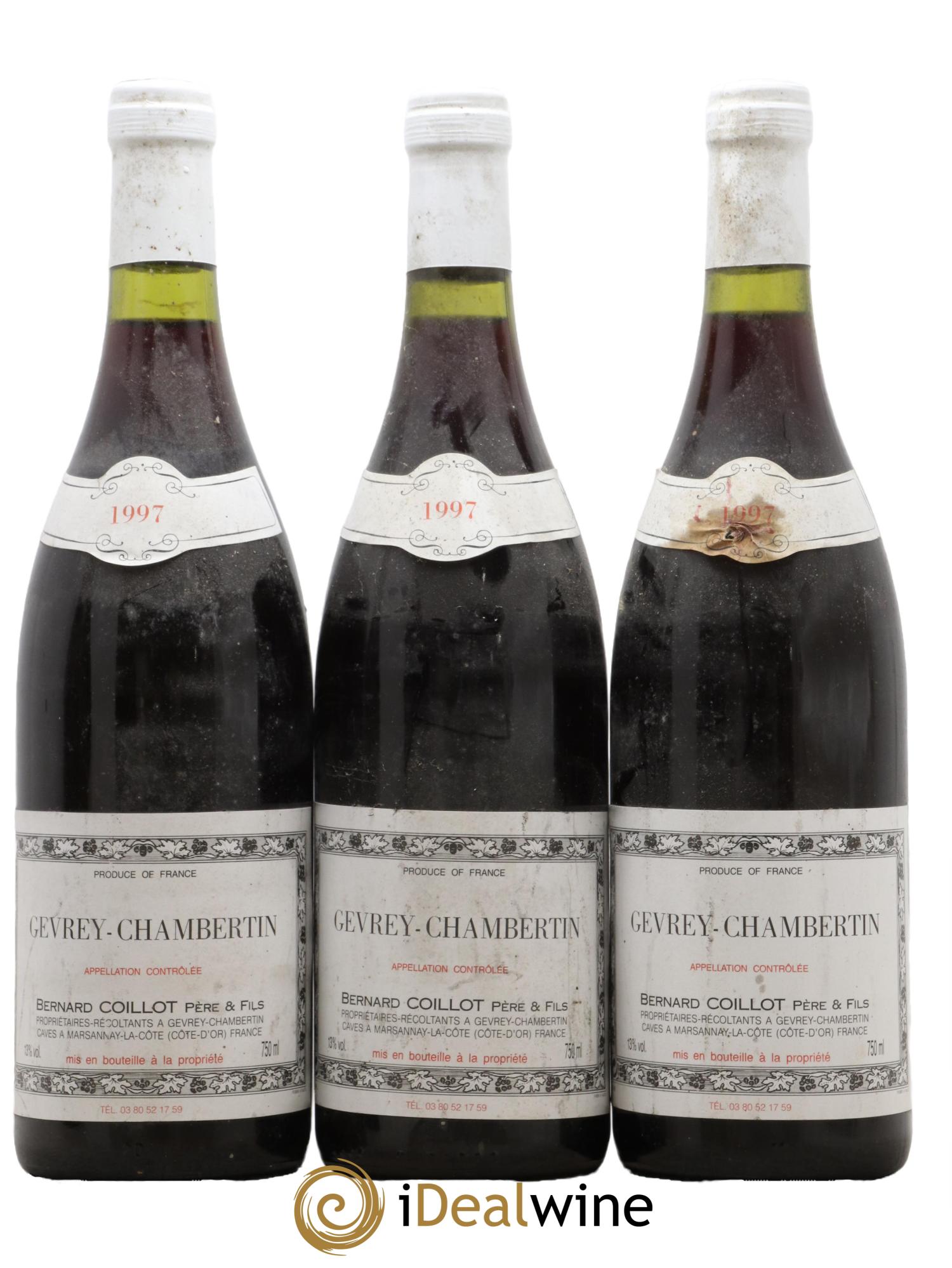 Gevrey-Chambertin Bernard Coillot 1997 - Lot de 3 bouteilles - 0