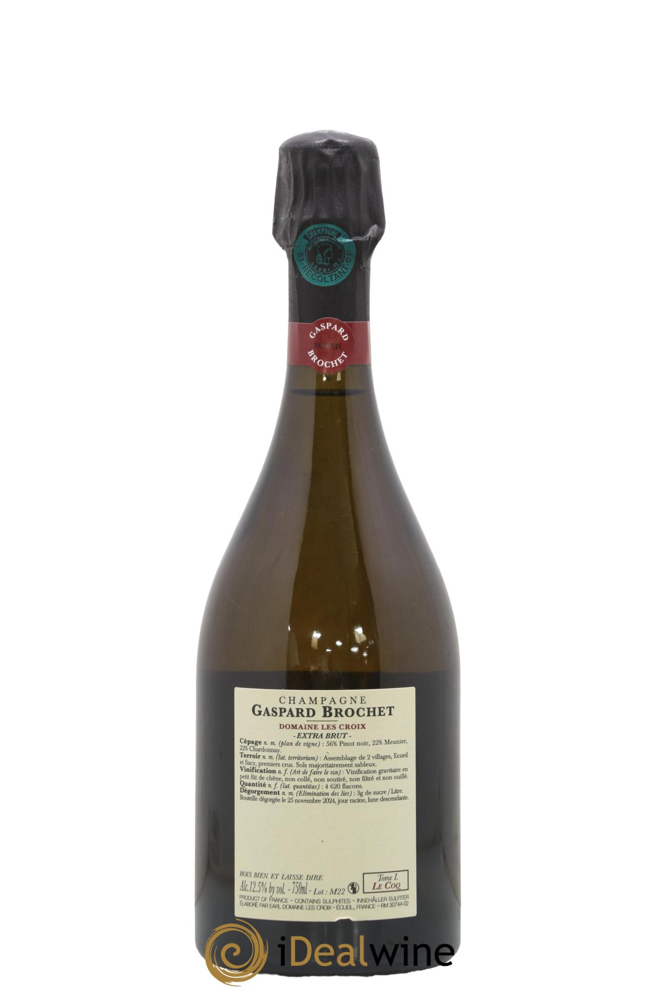 Champagne Extra-Brut Le Coq Tome I Gaspard Brochet 0 - Lot de 1 bouteille - 1