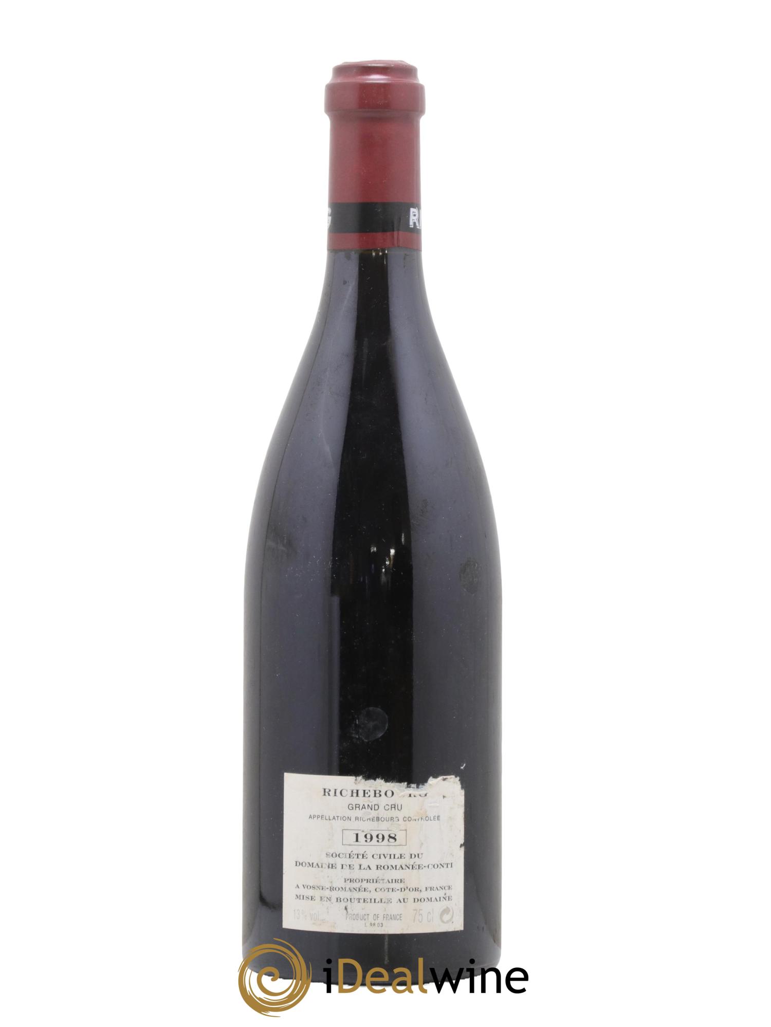 Richebourg Grand Cru Domaine de la Romanée-Conti 1998 - Lot de 1 bouteille - 1