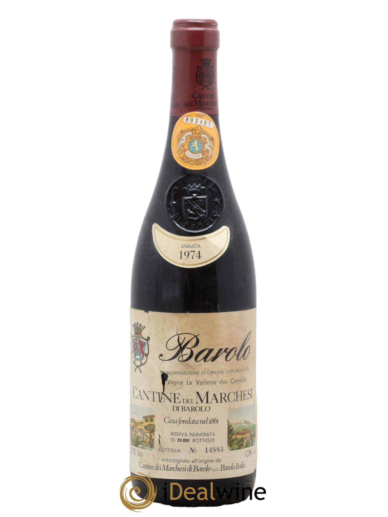 Barolo Marchesi di Barolo 1974 - Lot de 1 bouteille - 0