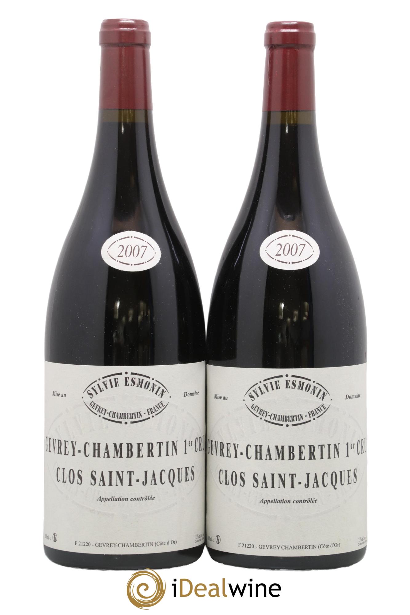 Gevrey-Chambertin 1er Cru Clos Saint Jacques Sylvie Esmonin 2007 - Lot de 2 magnums - 0