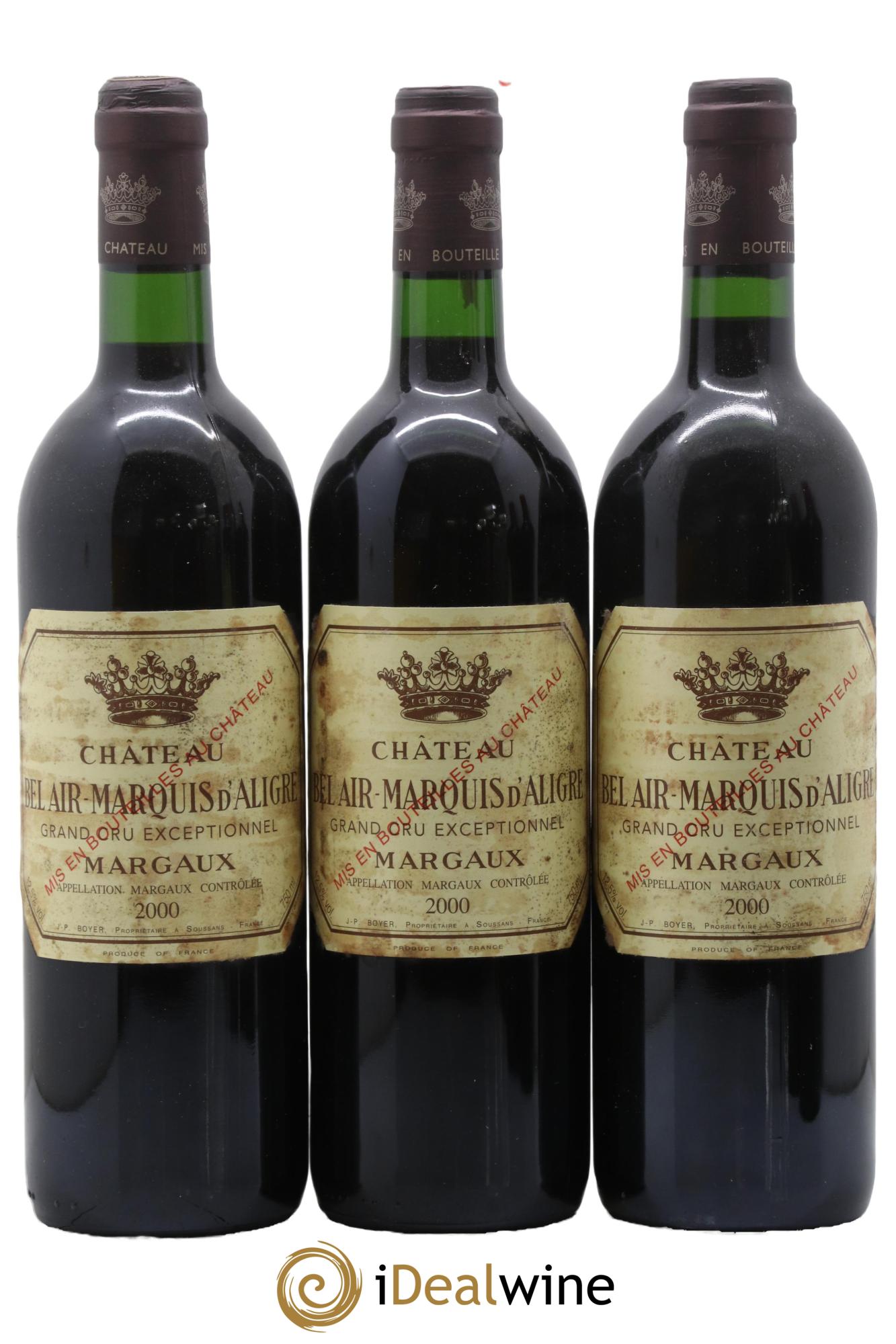 Château Bel Air Marquis d'Aligre 2000 - Posten von 3 Flaschen - 0