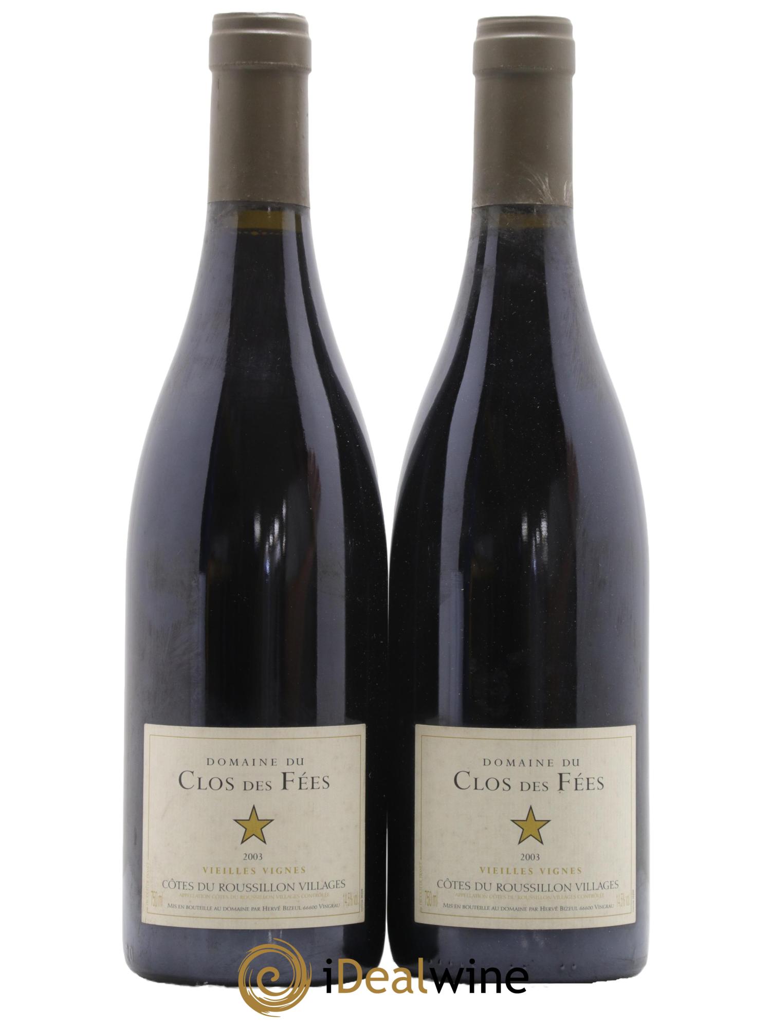 Côtes du Roussillon Villages Clos des Fées Vieilles vignes Hervé Bizeul 2003 - Lot de 2 bouteilles - 0