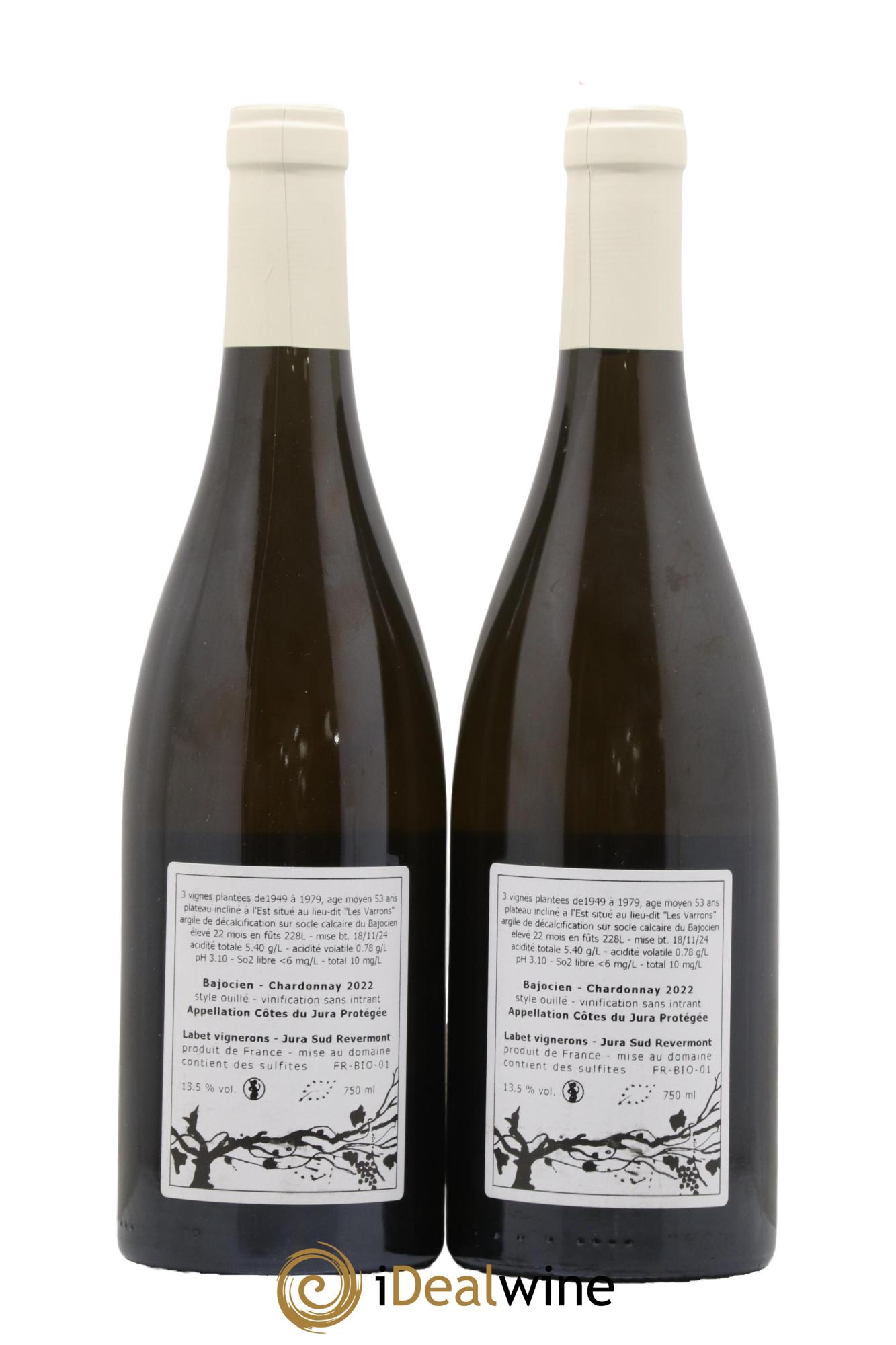 Côtes du Jura Chardonnay Bajocien Romain - Julien - Charline Labet 2022 - Lot de 2 bouteilles - 1