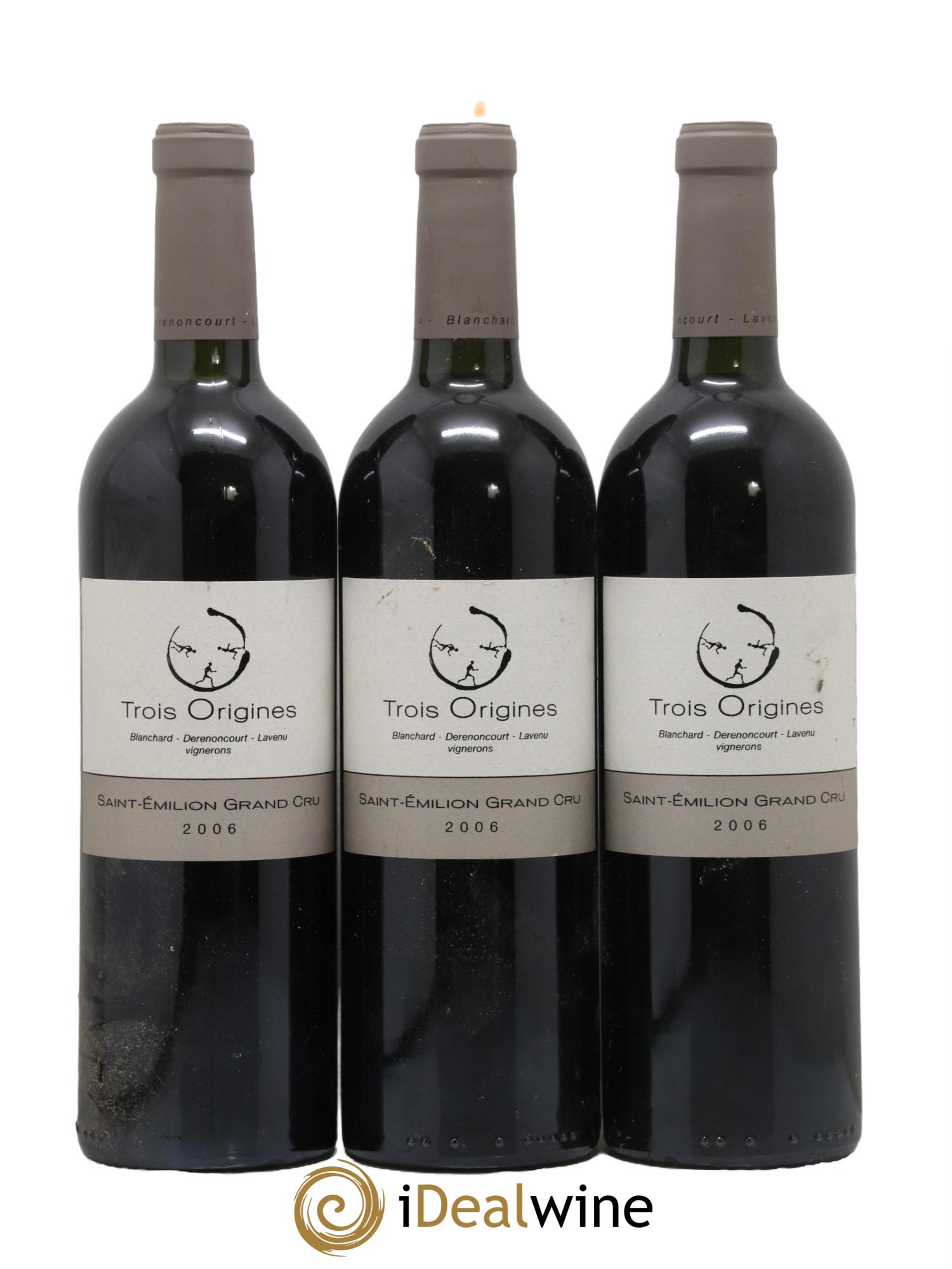 Saint-Émilion Château Les Trois Origines 2006 - Lot de 3 bouteilles - 0