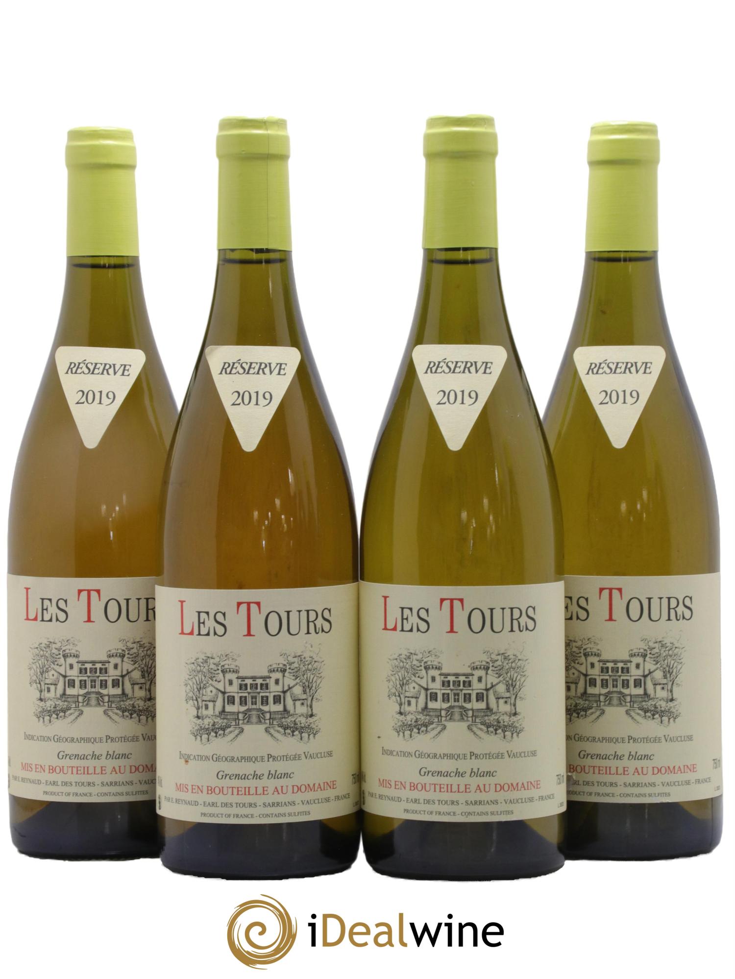 IGP Vaucluse (Vin de Pays de Vaucluse) Les Tours Grenache Blanc Emmanuel Reynaud 2019 - Lotto di 4 bottiglie - 0