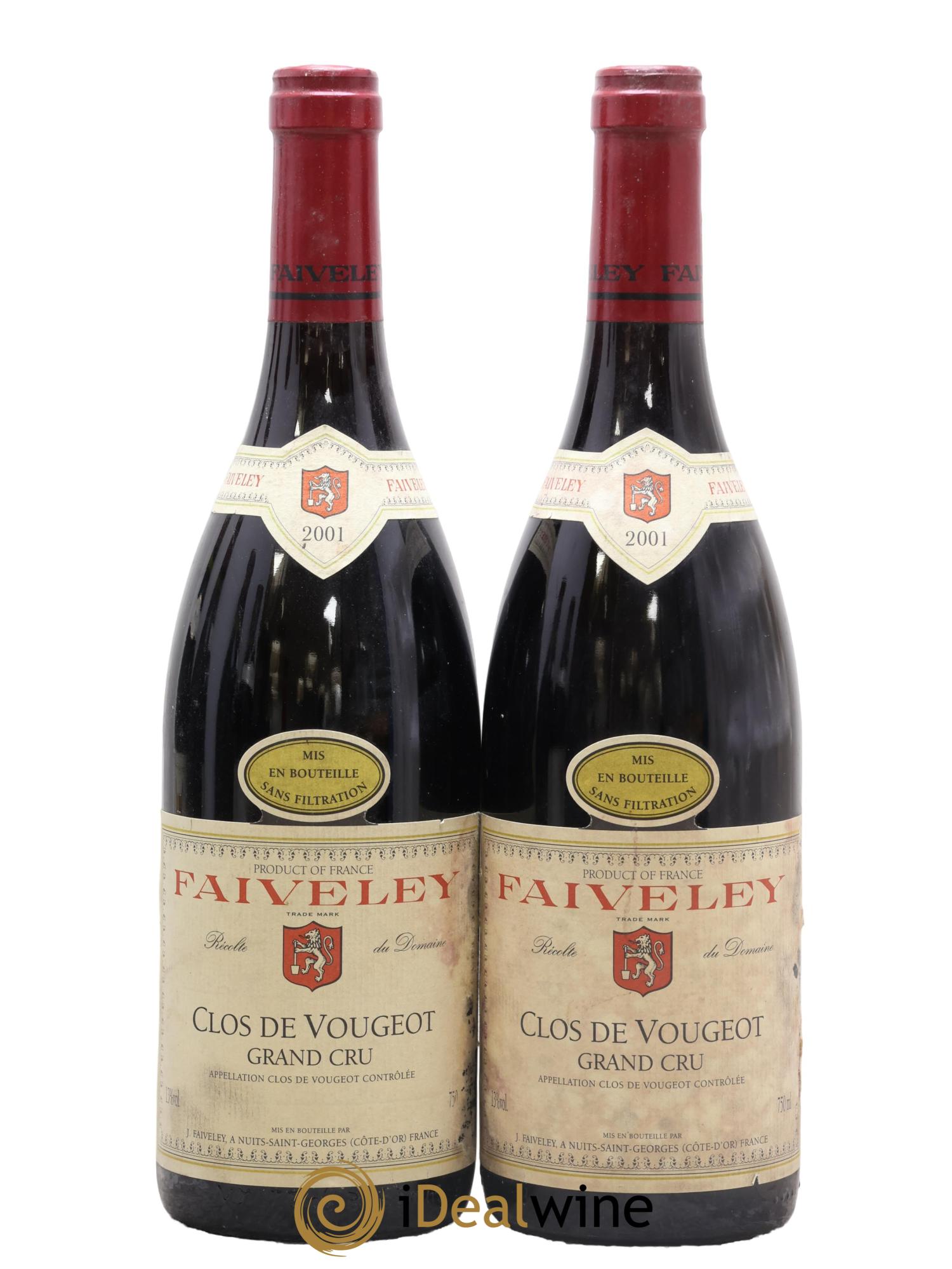 Clos de Vougeot Grand Cru Faiveley 2001 - Lot of 2 bottles - 0