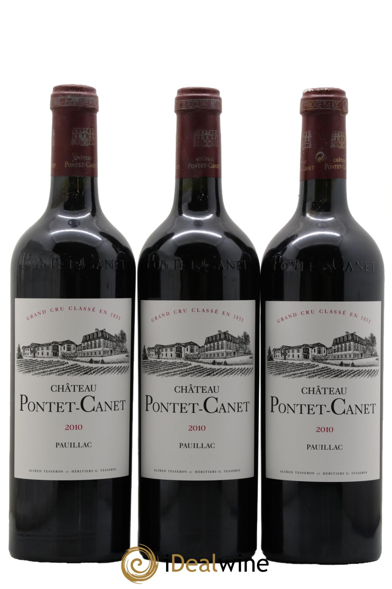 Château Pontet Canet 5ème Grand Cru Classé 2010 - Lot de 3 bouteilles - 0