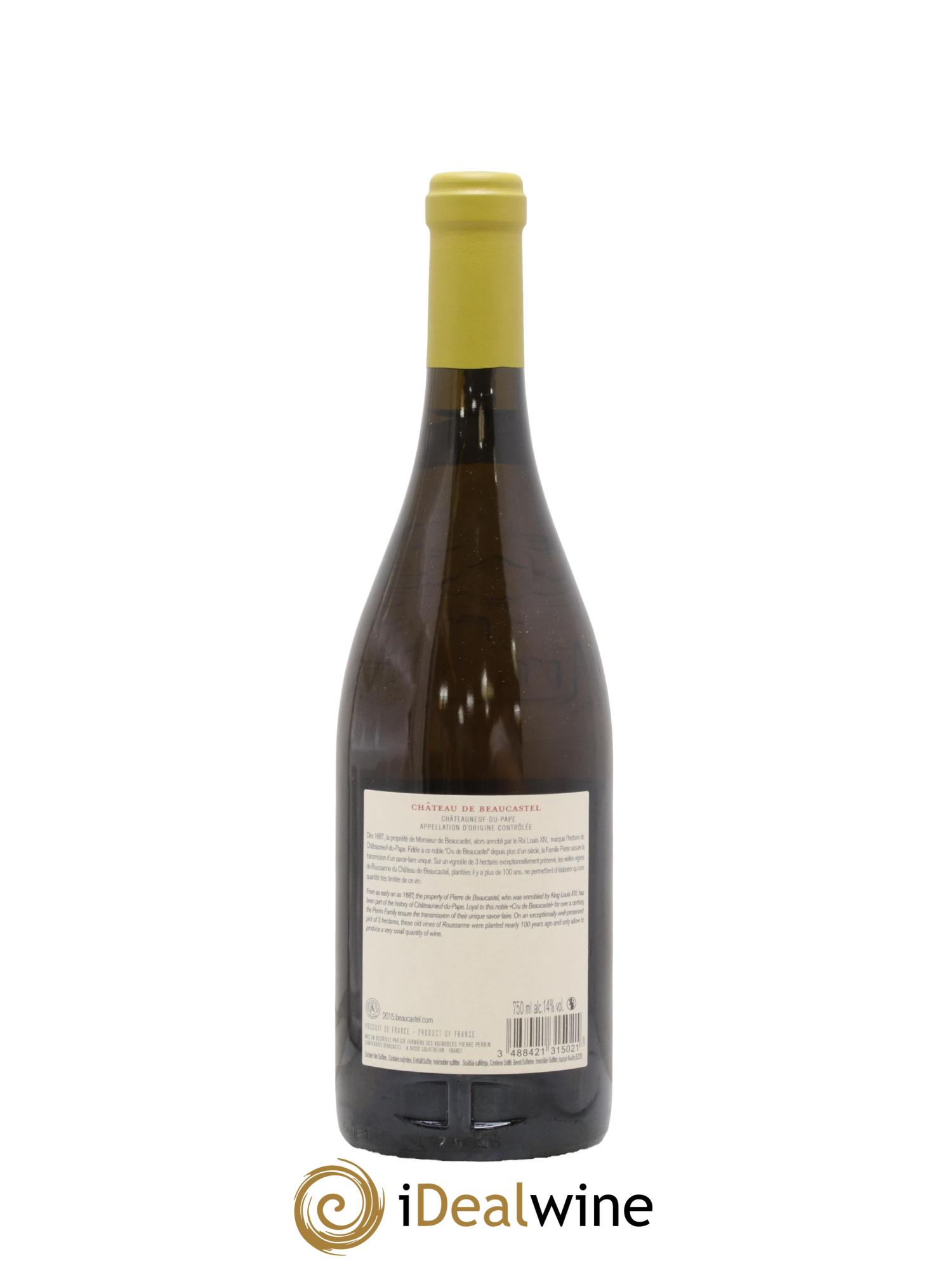 Châteauneuf-du-Pape Château de Beaucastel Vieilles vignes Roussanne Famille Perrin 2015 - Lot de 1 bouteille - 1