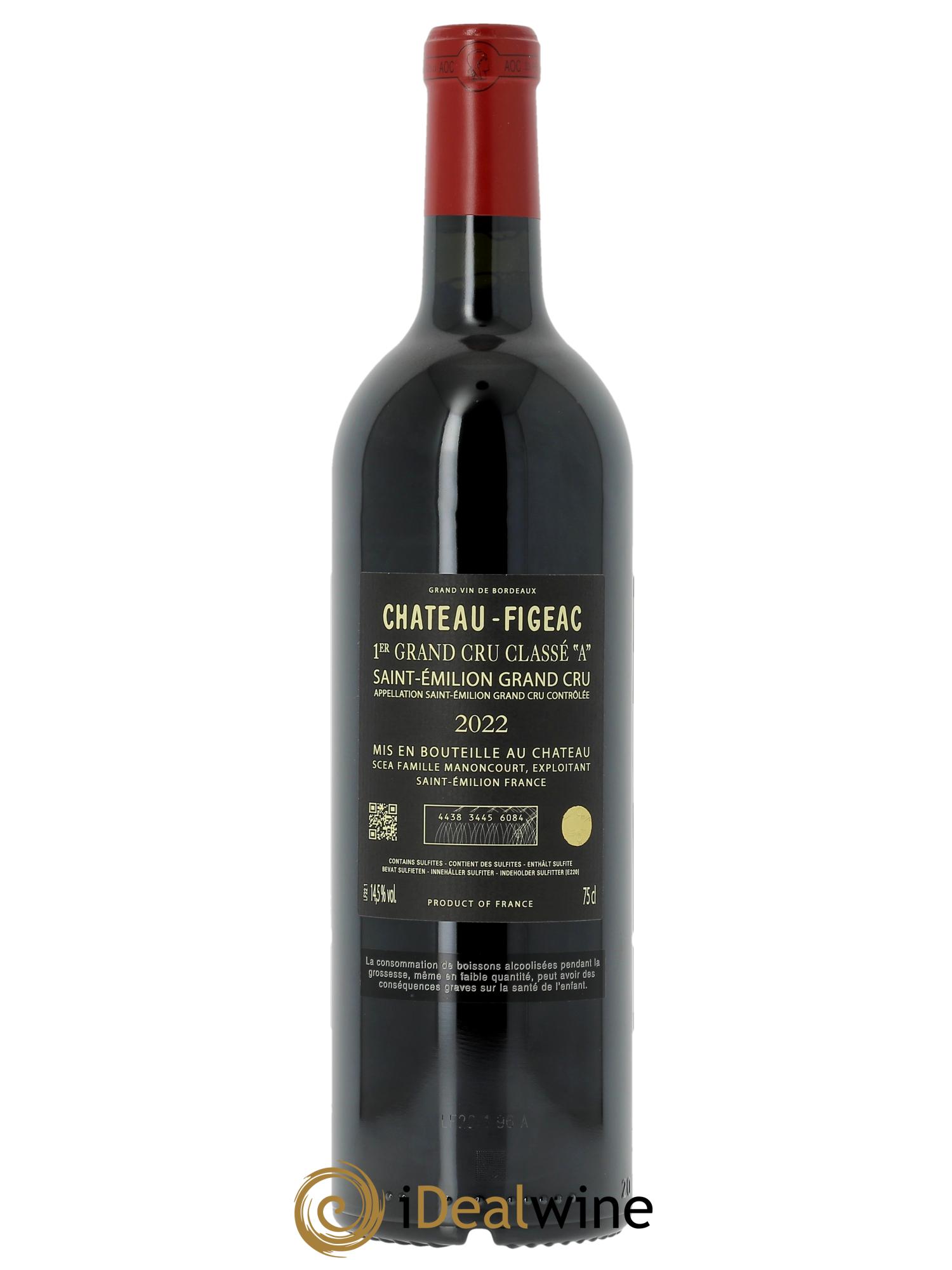 Château Figeac 1er Grand Cru Classé A (Original-holzkiste ab 3 bts) 2022 - Posten von 1 Flasche - 1