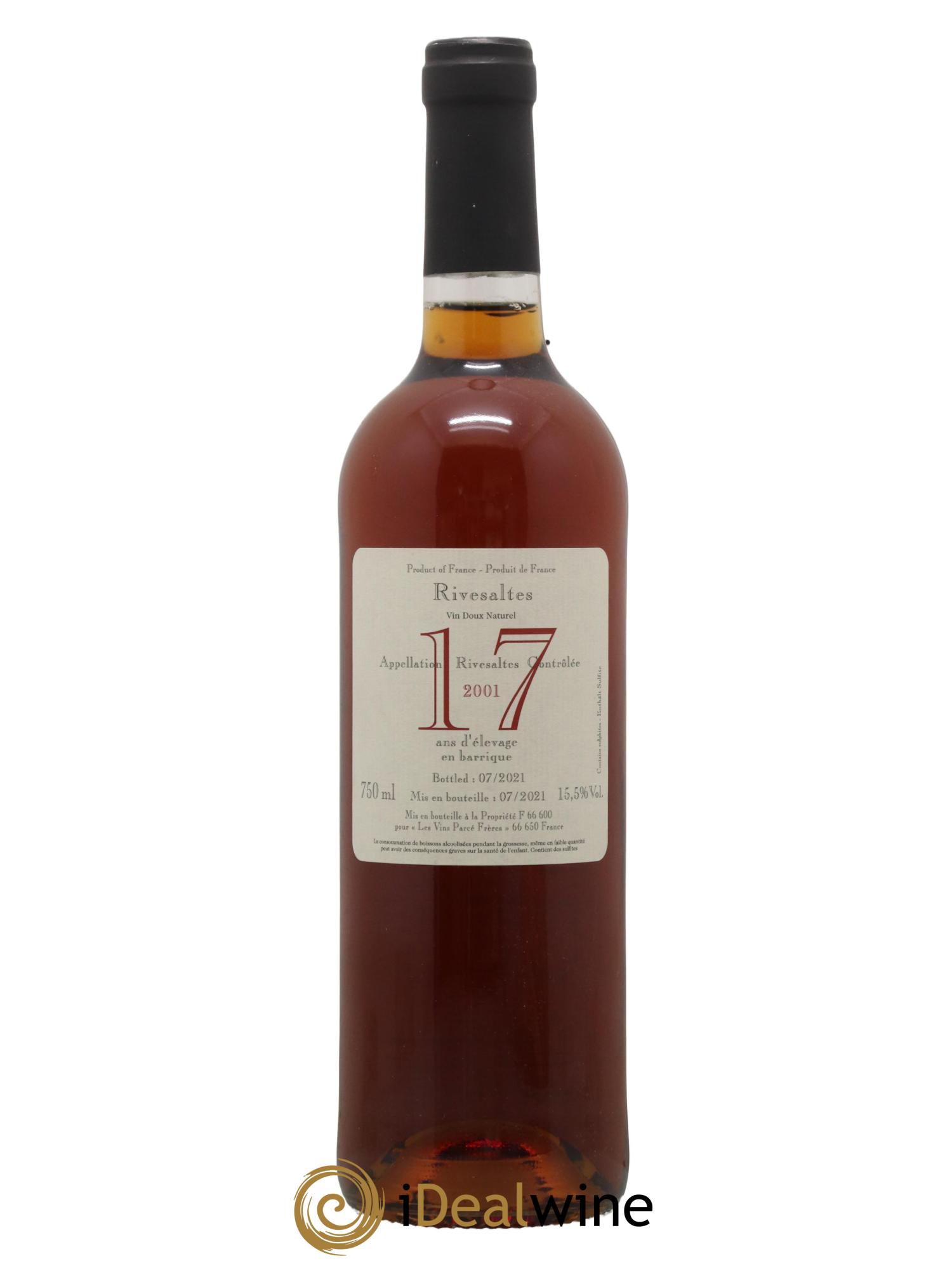 Rivesaltes 17 ans d élevage Domaine Parcé Frères 2001 - Posten von 1 Flasche - 0