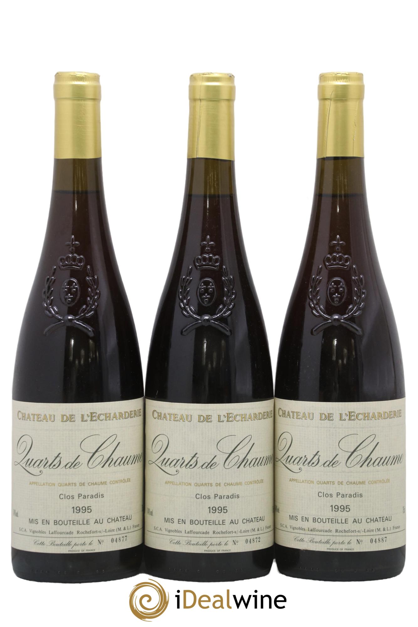 Quarts de Chaume Clos Paradis Château de l'Echarderie 1995 - Lot de 3 bouteilles - 0