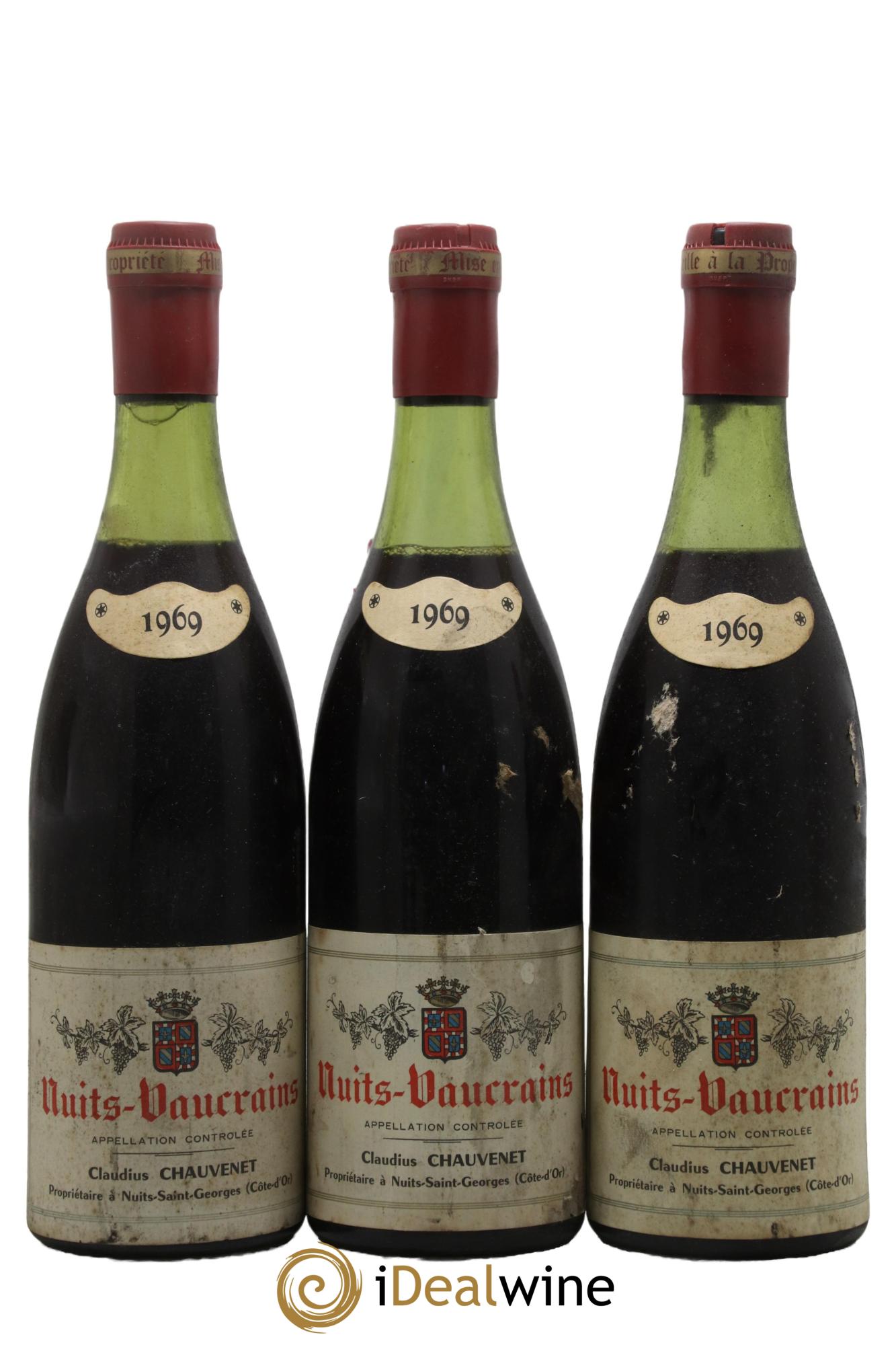 Nuits-Saint-Georges Vaucrains Claudius Chauvenet 1969 - Posten von 3 Flaschen - 0