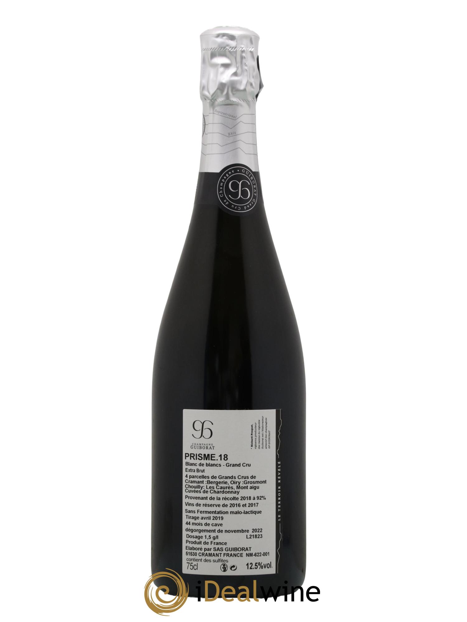 Champagne Grand Cru Extra Brut Blanc de Blancs Prisme Guiborat 2018 - Lot de 1 bouteille - 1