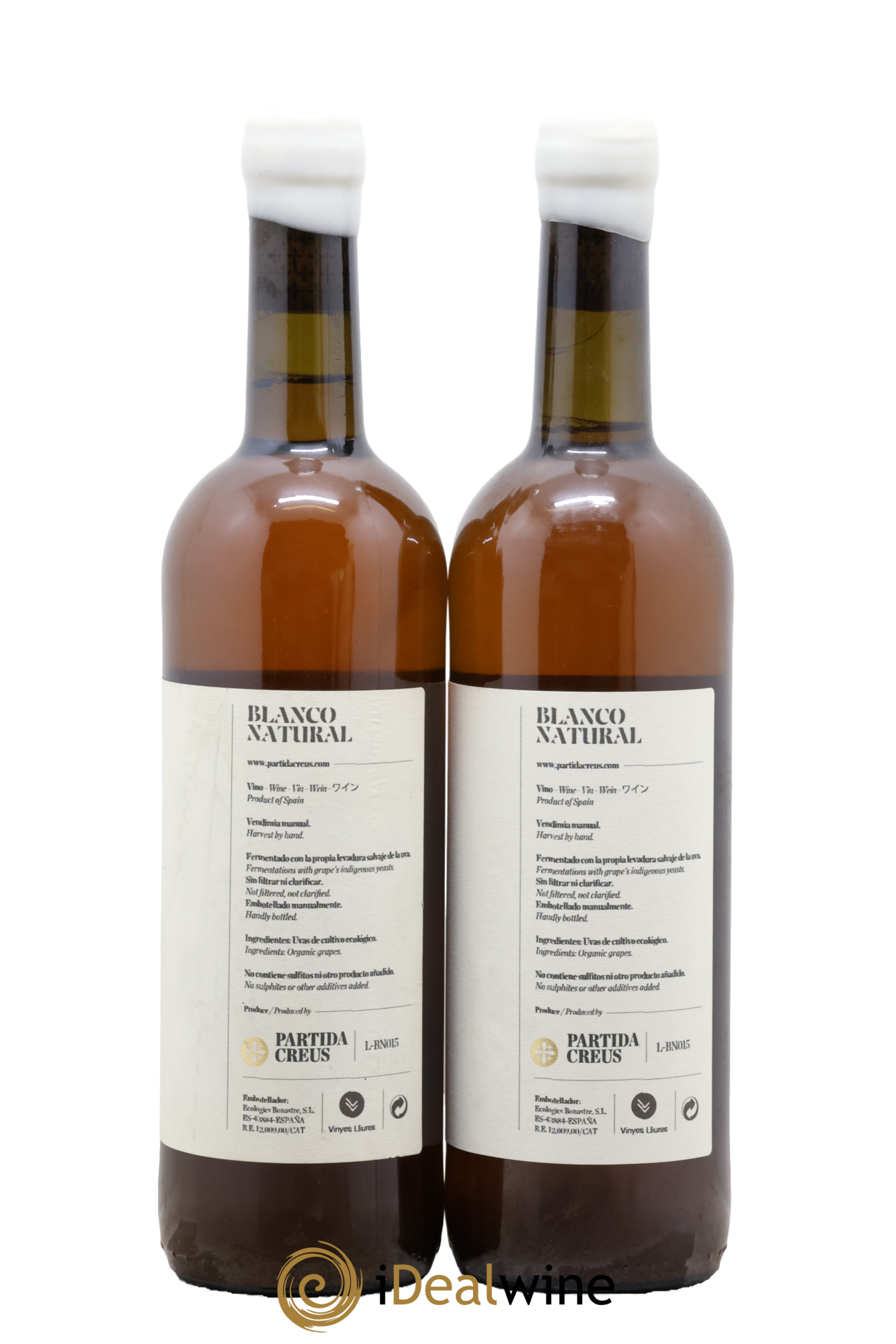 Espagne Vino de Espana BN Bianco Natural Partida Creus 2015 - Lot of 2 bottles - 1