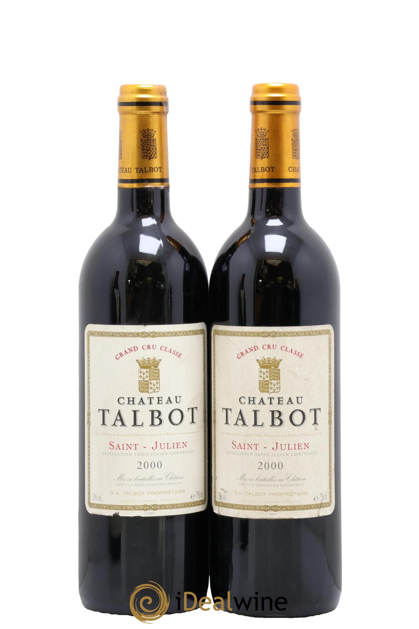 Château Talbot 4ème Grand Cru Classé 2000 - Lot de 2 bouteilles - 0