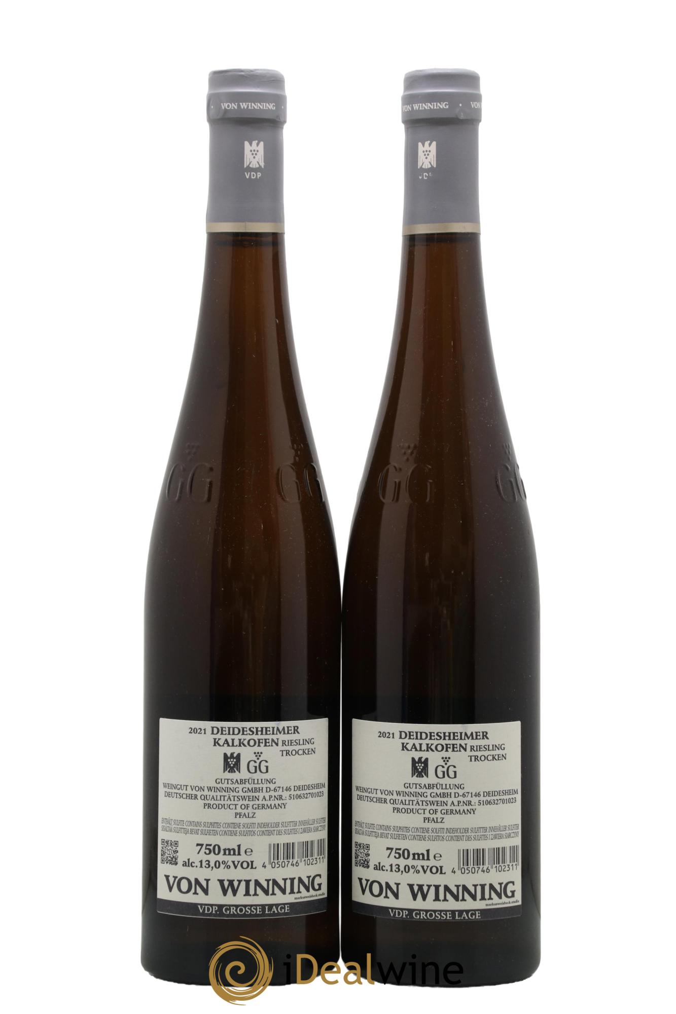 Allemagne Pfalz Riesling Deidesheimer Kalkofen GG Von Winning 2021 - Lot de 2 bouteilles - 1