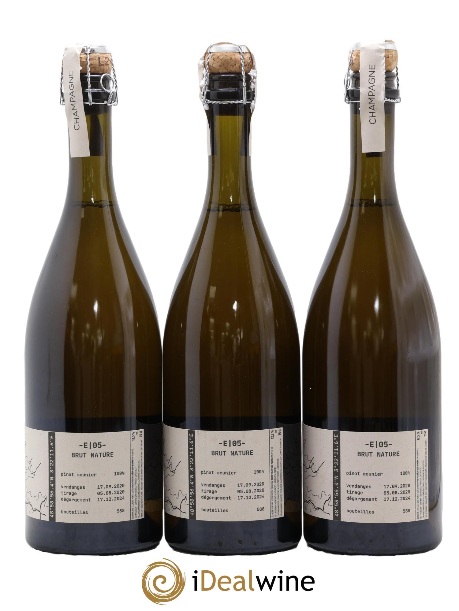 Champagne E 05 Tom Gauditiabois 2020 - Lot de 3 bouteilles - 1