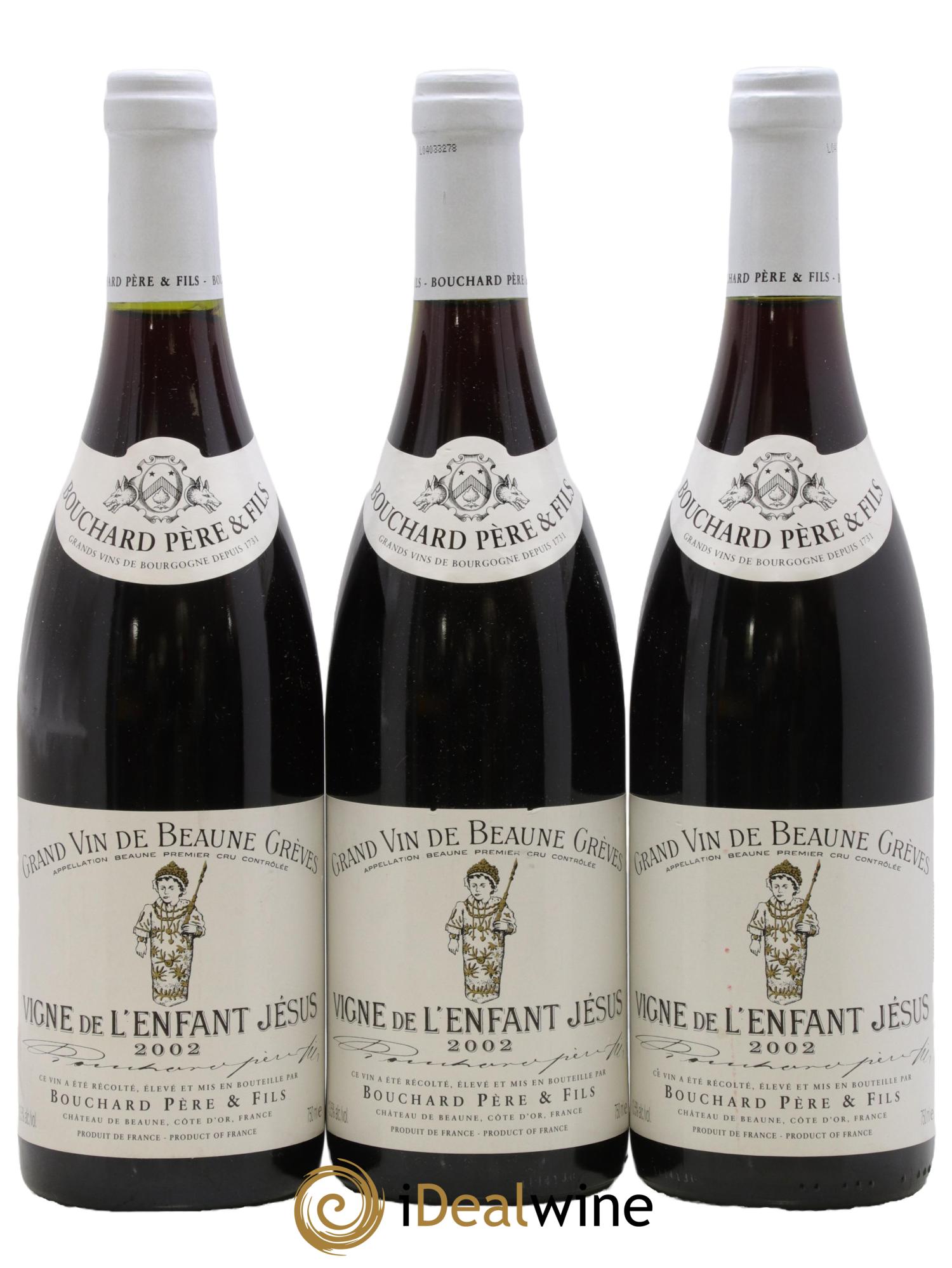 Beaune 1er Cru Grèves - Vigne de l'Enfant Jésus Bouchard Père & Fils 2002 - Lot of 3 bottles - 0
