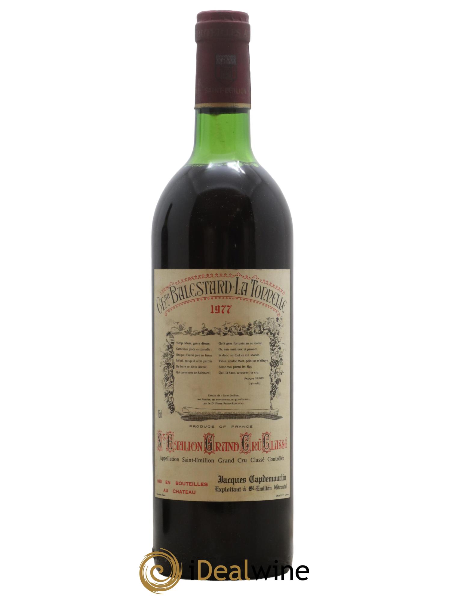 Château Balestard la Tonnelle Grand Cru Classé 1977 - Lot de 1 bouteille - 0