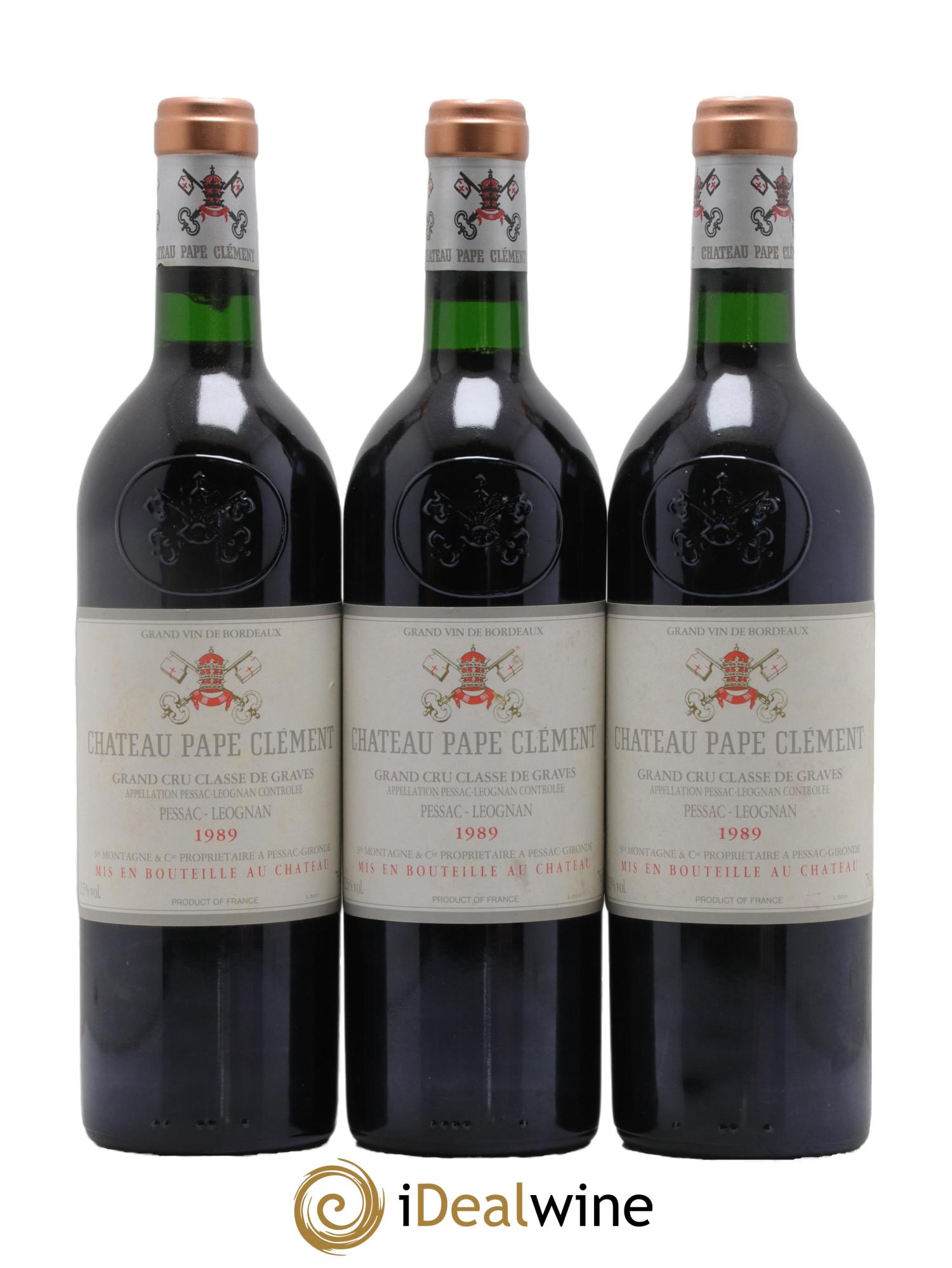Château Pape Clément Cru Classé de Graves 1989 - Lot de 3 bouteilles - 0