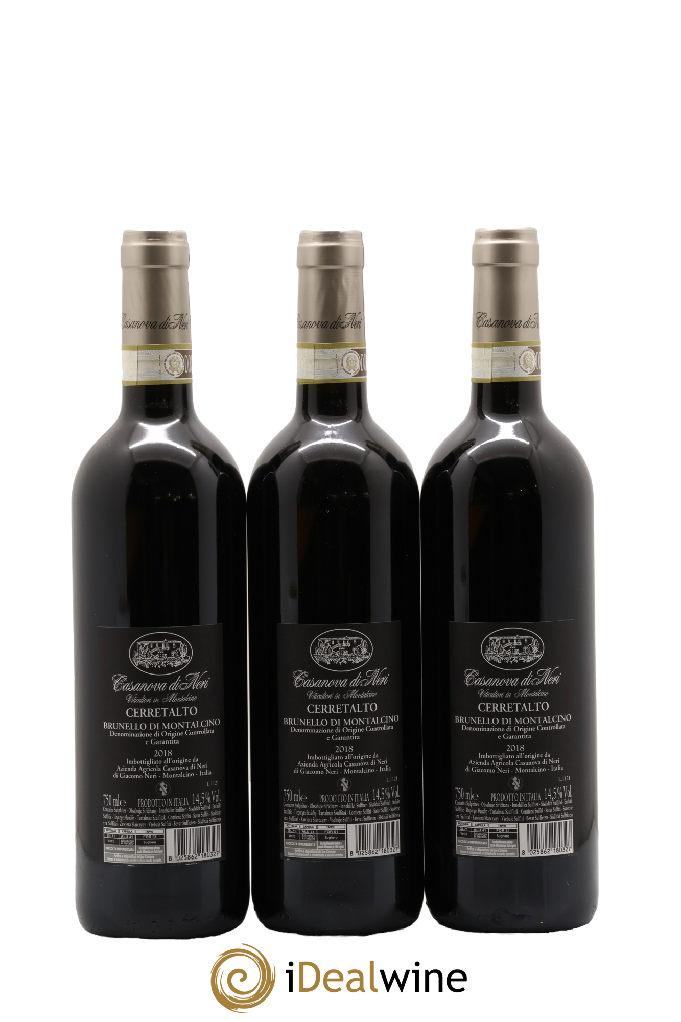 Brunello di Montalcino DOCG Cerretalto Casanova di Neri - Giacomo Neri 2018 - Lot de 3 bouteilles - 1