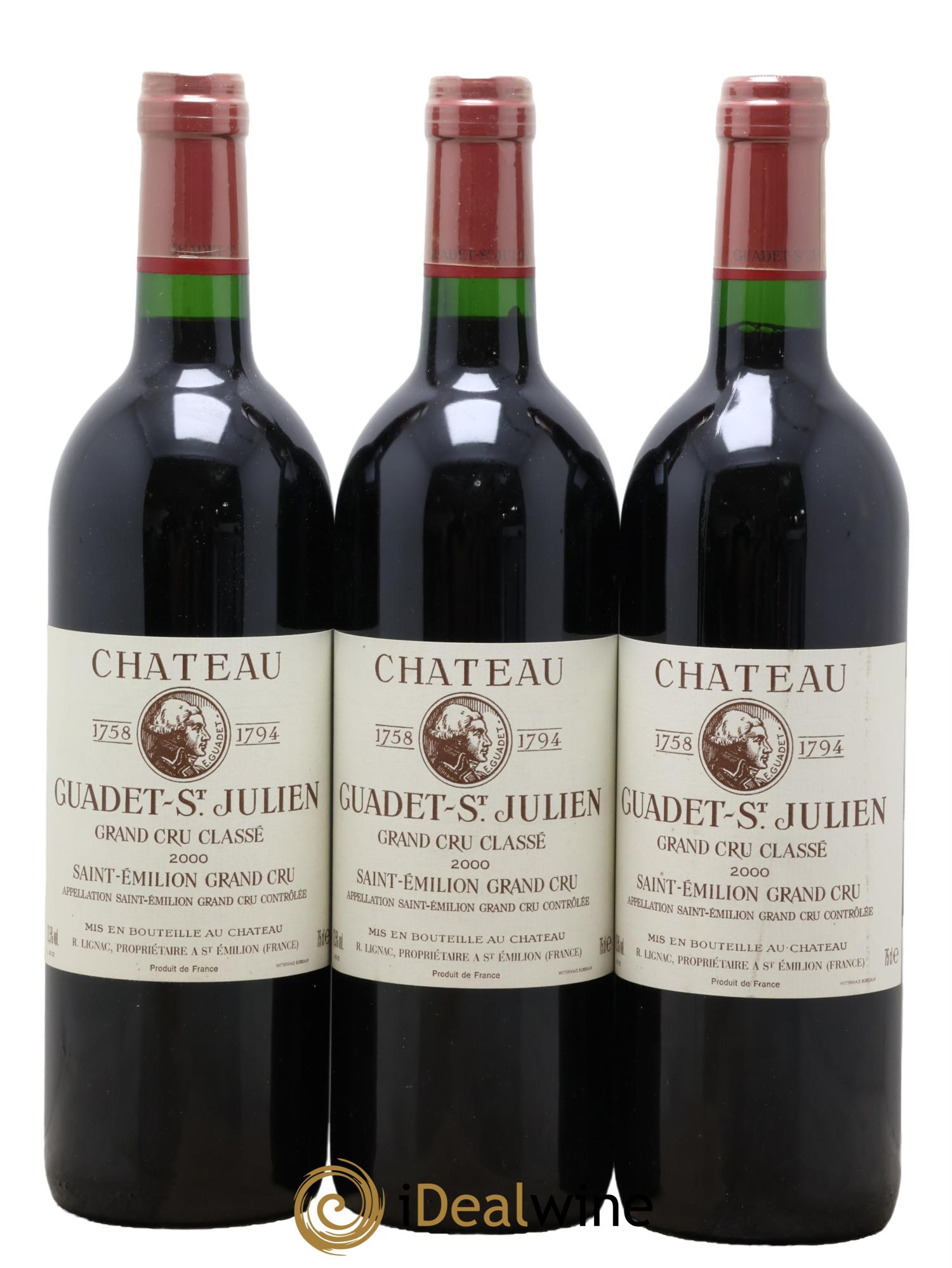 Château Guadet  Grand Cru Classé 2000 - Lot of 3 bottles - 0
