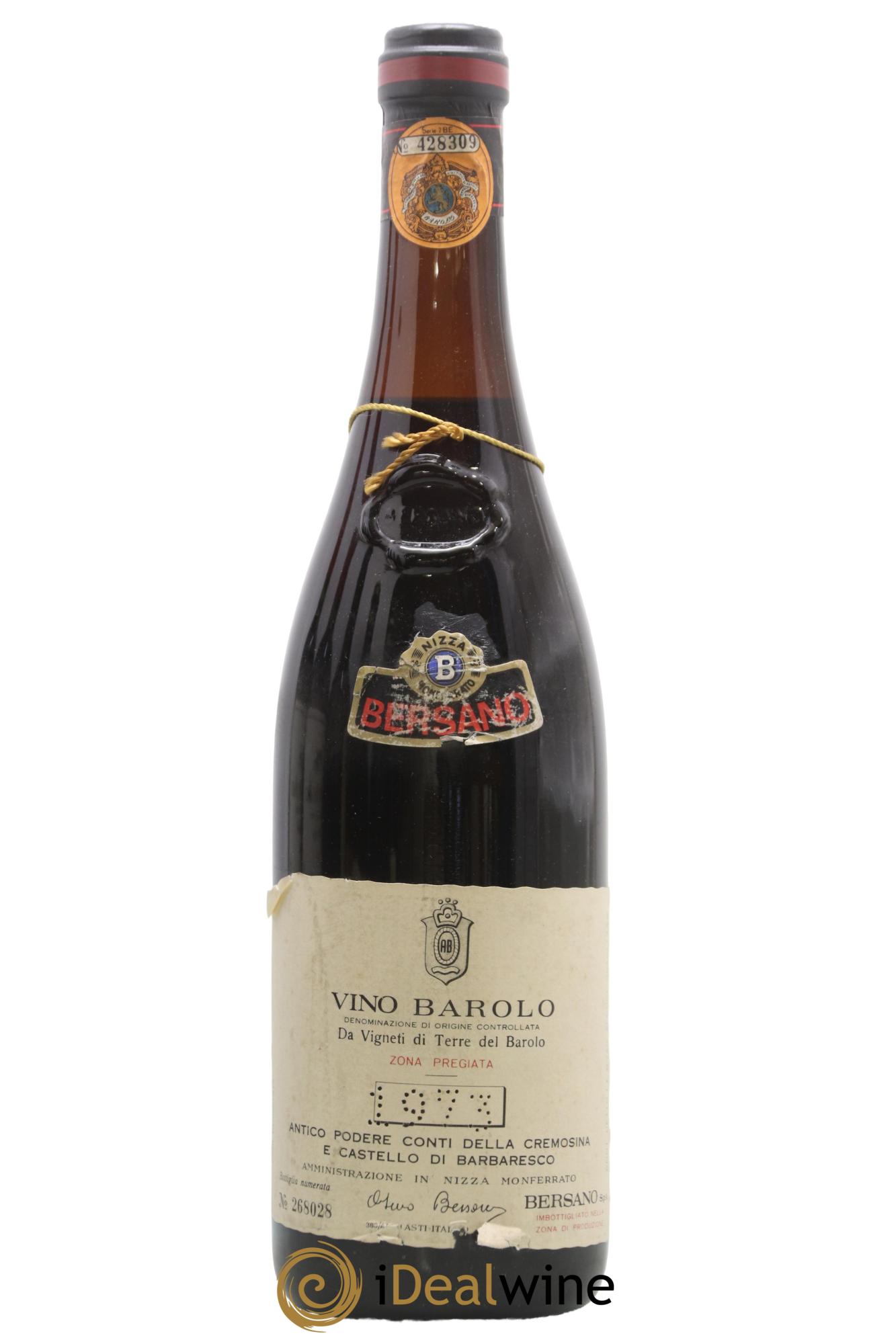 Barolo DOCG Bersano 1973 - Lot de 1 bouteille - 0