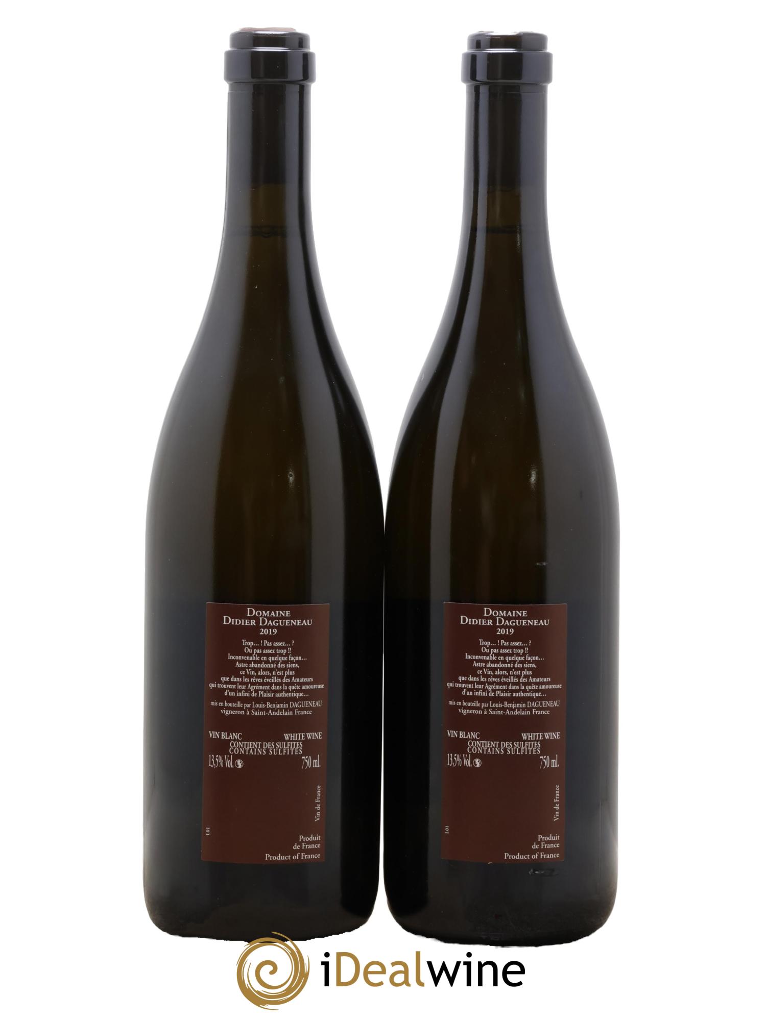 Vin de France (anciennement Pouilly-Fumé) Pur Sang Dagueneau (Domaine Didier - Louis-Benjamin) 2019 - Lot of 2 bottles - 1