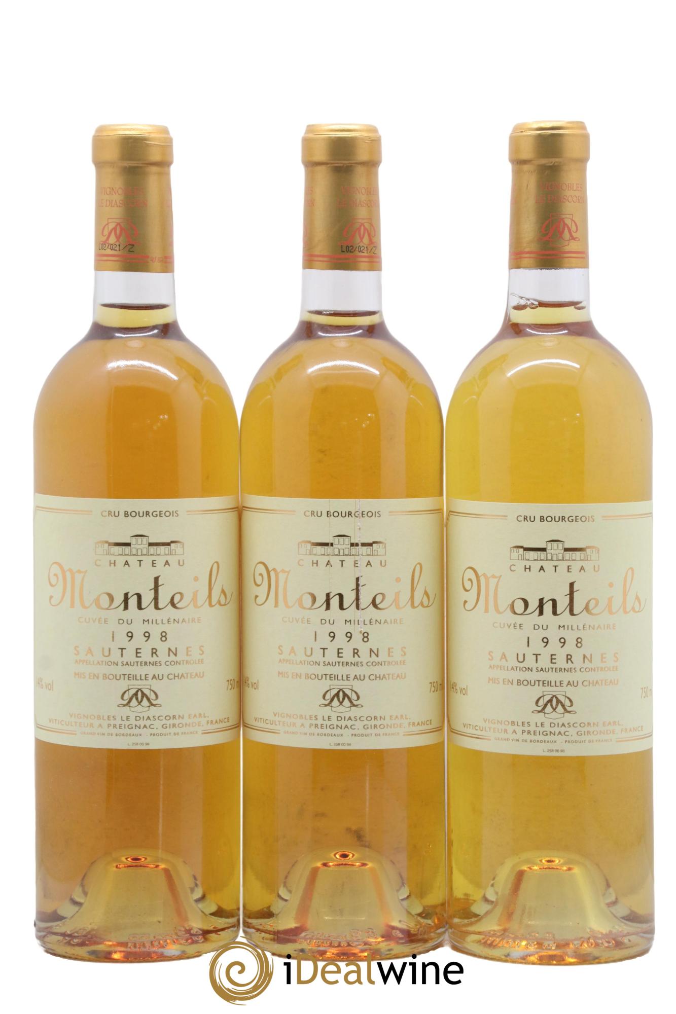 Sauternes Château Monteils 1998 - Posten von 3 Flaschen - 0