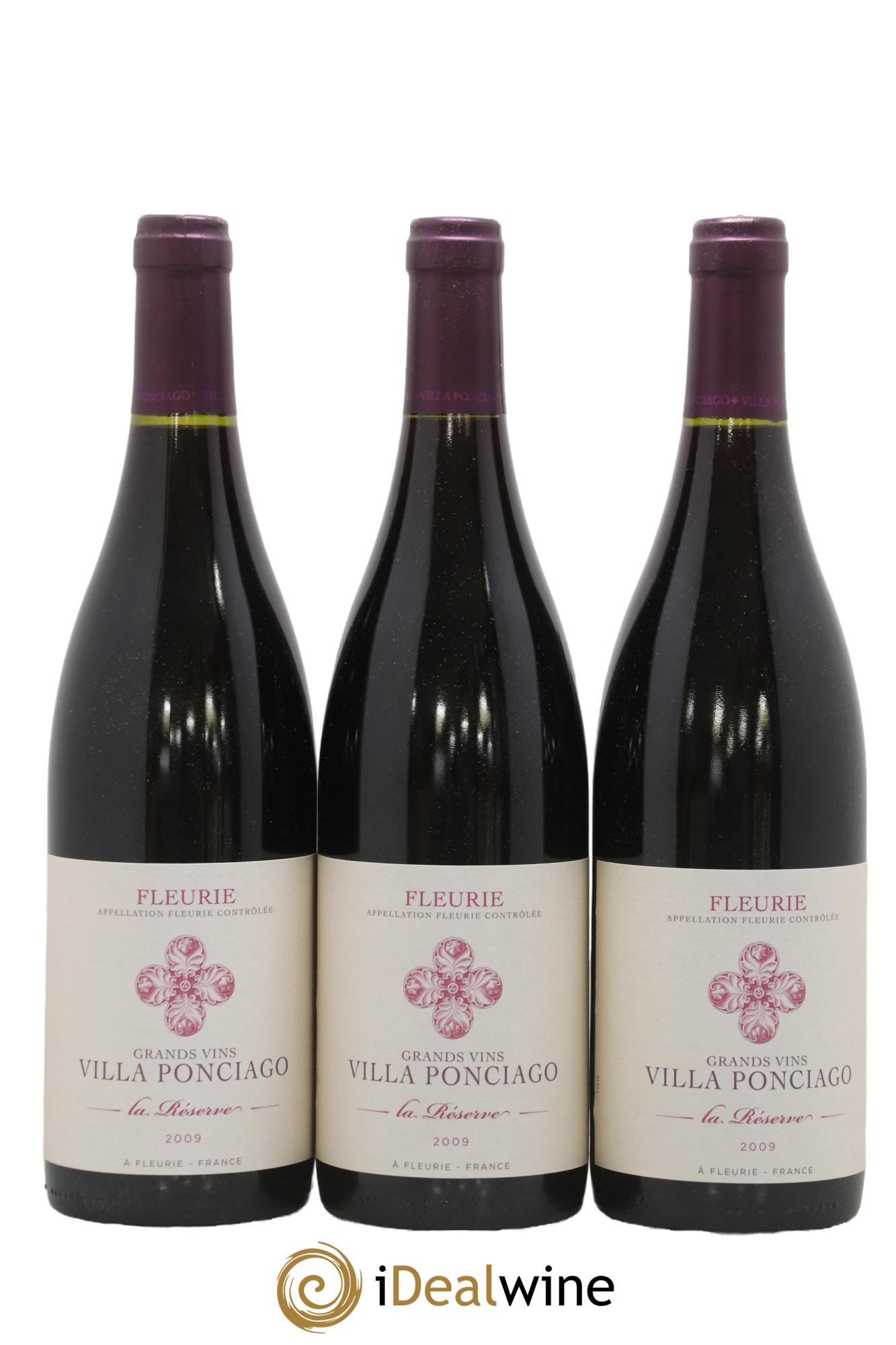 Fleurie La Réserve Villa Ponciago 2009 - Lot of 3 bottles - 0