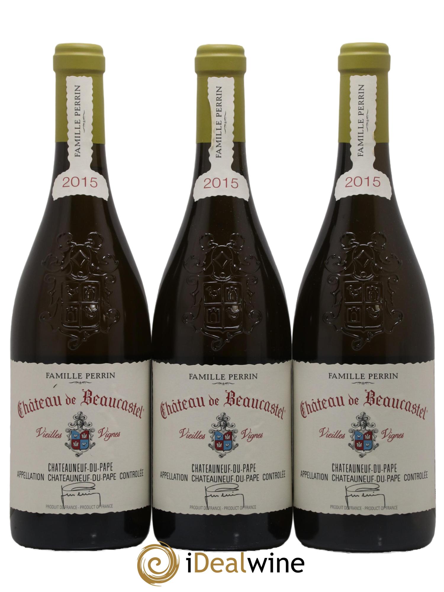 Châteauneuf-du-Pape Château de Beaucastel Vieilles vignes Roussanne Famille Perrin 2015 - Lot de 3 bouteilles - 0