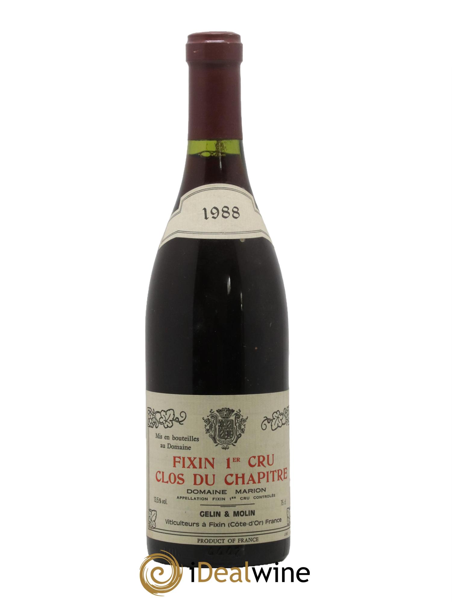 Fixin 1er Cru Clos du Chapitre Domaine Marion 1988 - Lot de 1 bouteille - 0