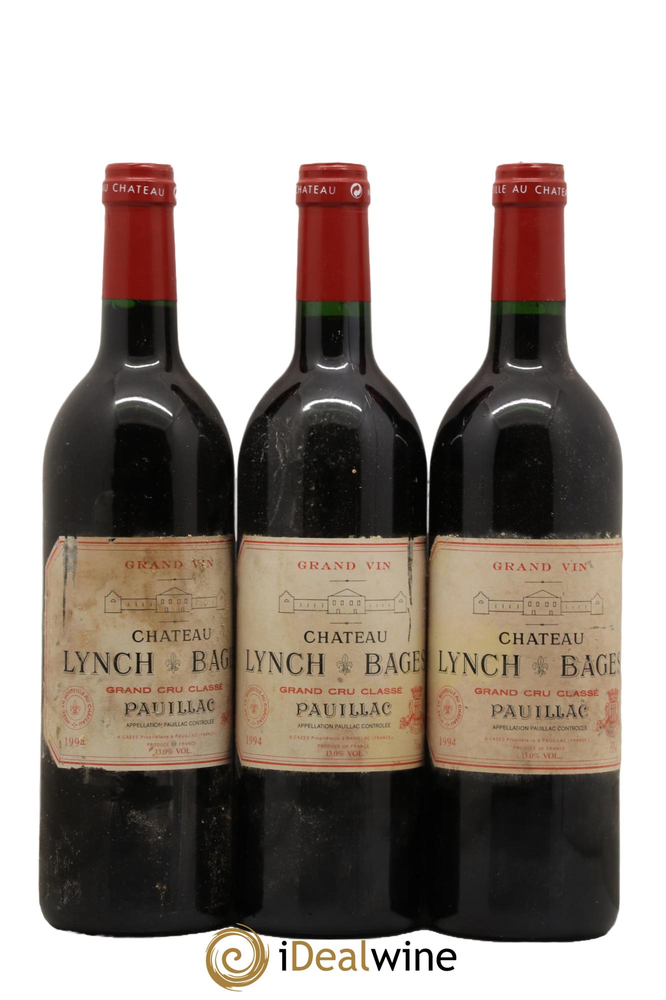 Château Lynch Bages 5ème Grand Cru Classé 1994 - Lot de 3 bouteilles - 0