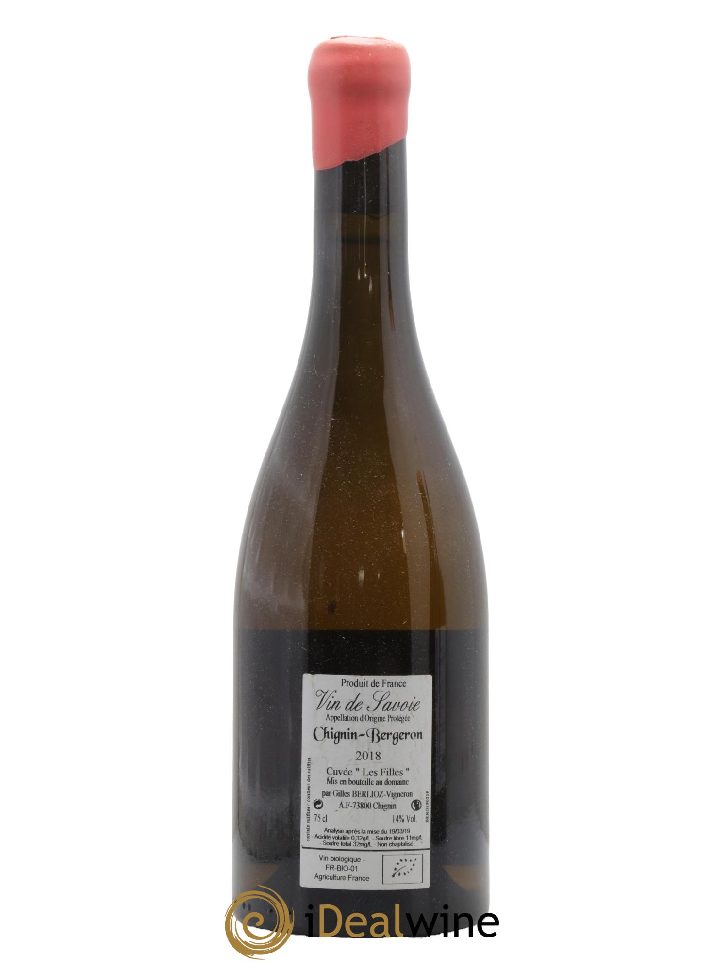 Vin de Savoie Chignin-Bergeron Les Filles Gilles Berlioz 2018 - Lot of 1 bottle - 1