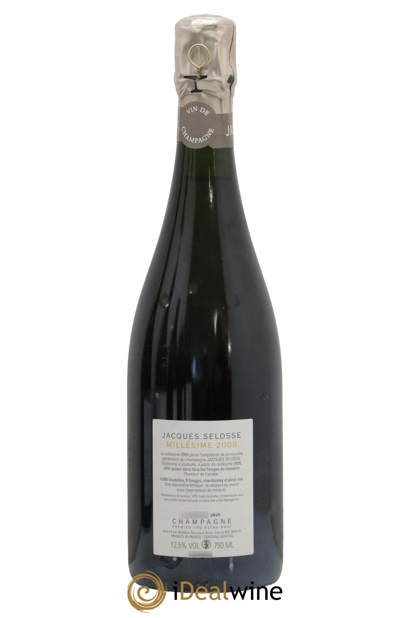 1er Cru Millésimé Extra-Brut Jacques Selosse  2008 - Lot of 1 bottle - 1