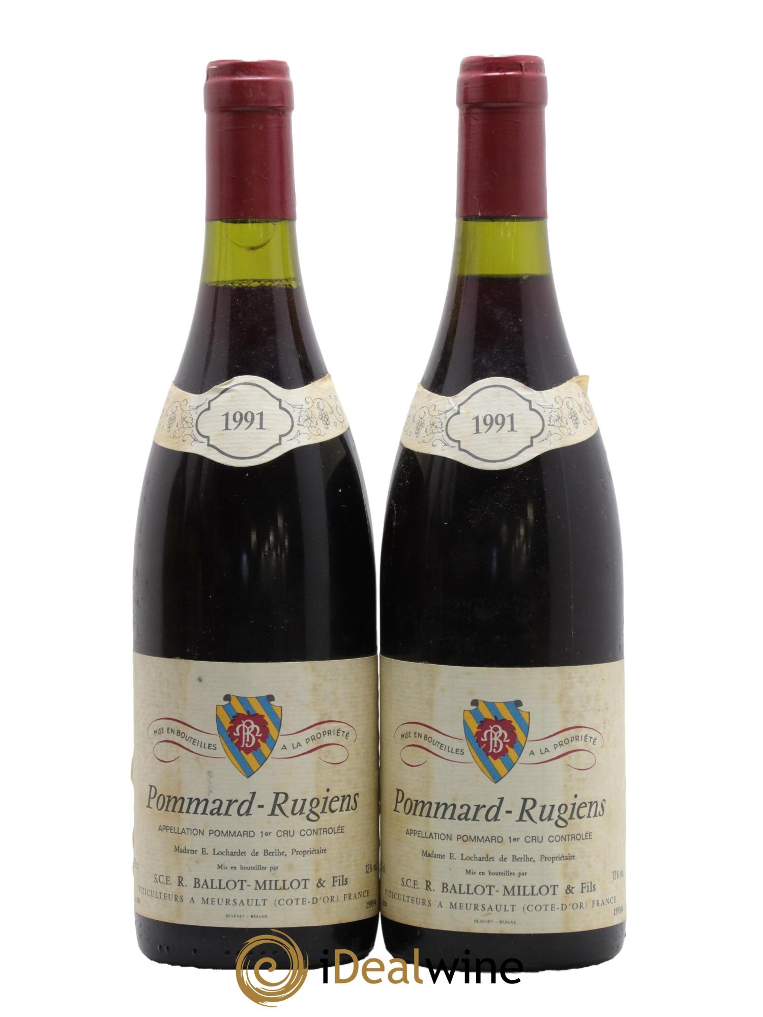 Pommard 1er Cru Rugiens Ballot-Millot 1991 - Lot de 1 bouteille - 0