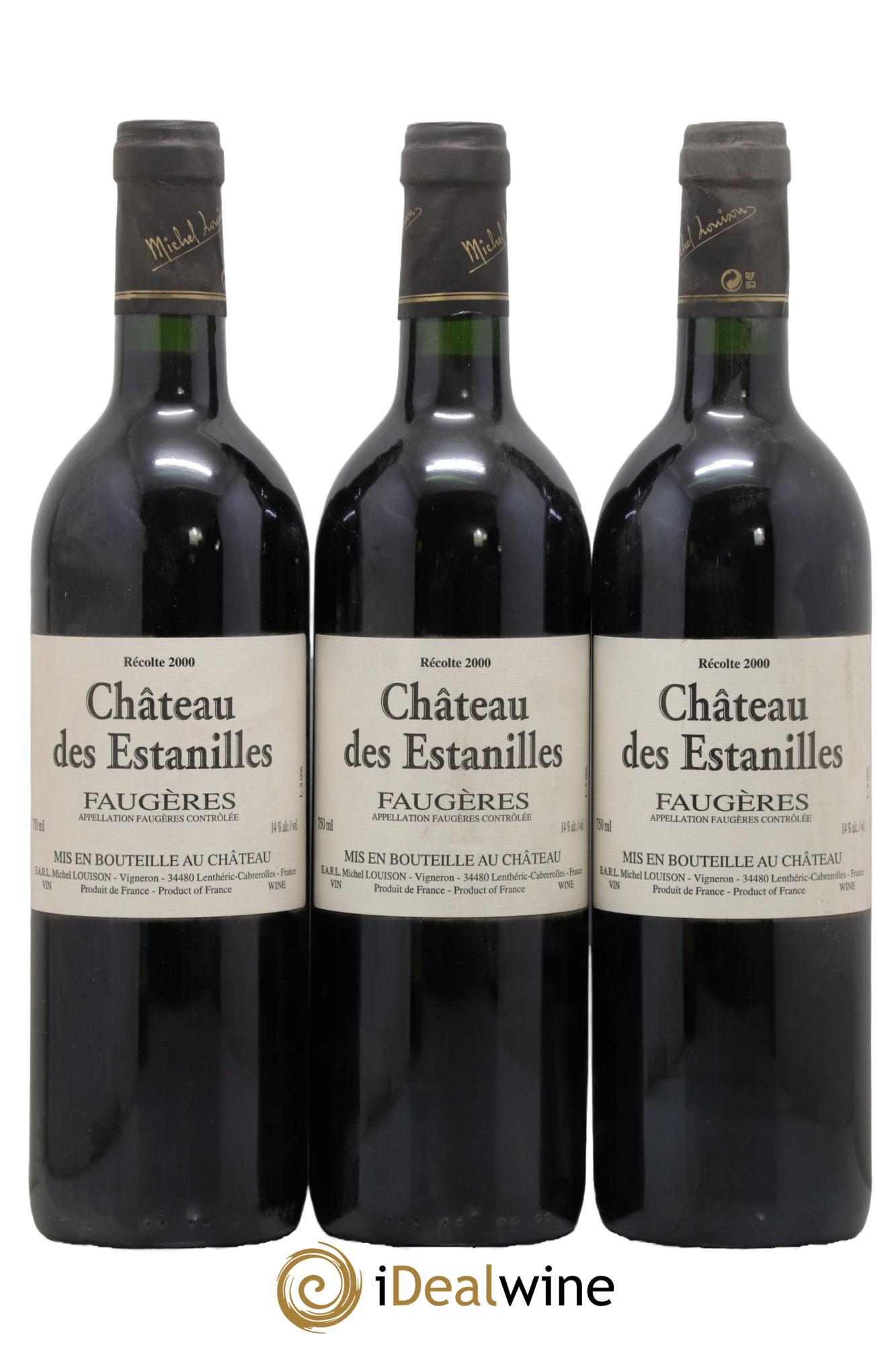Faugères Château des Estanilles Tradition Michel Louison 2000 - Lotto di 3 bottiglie - 0