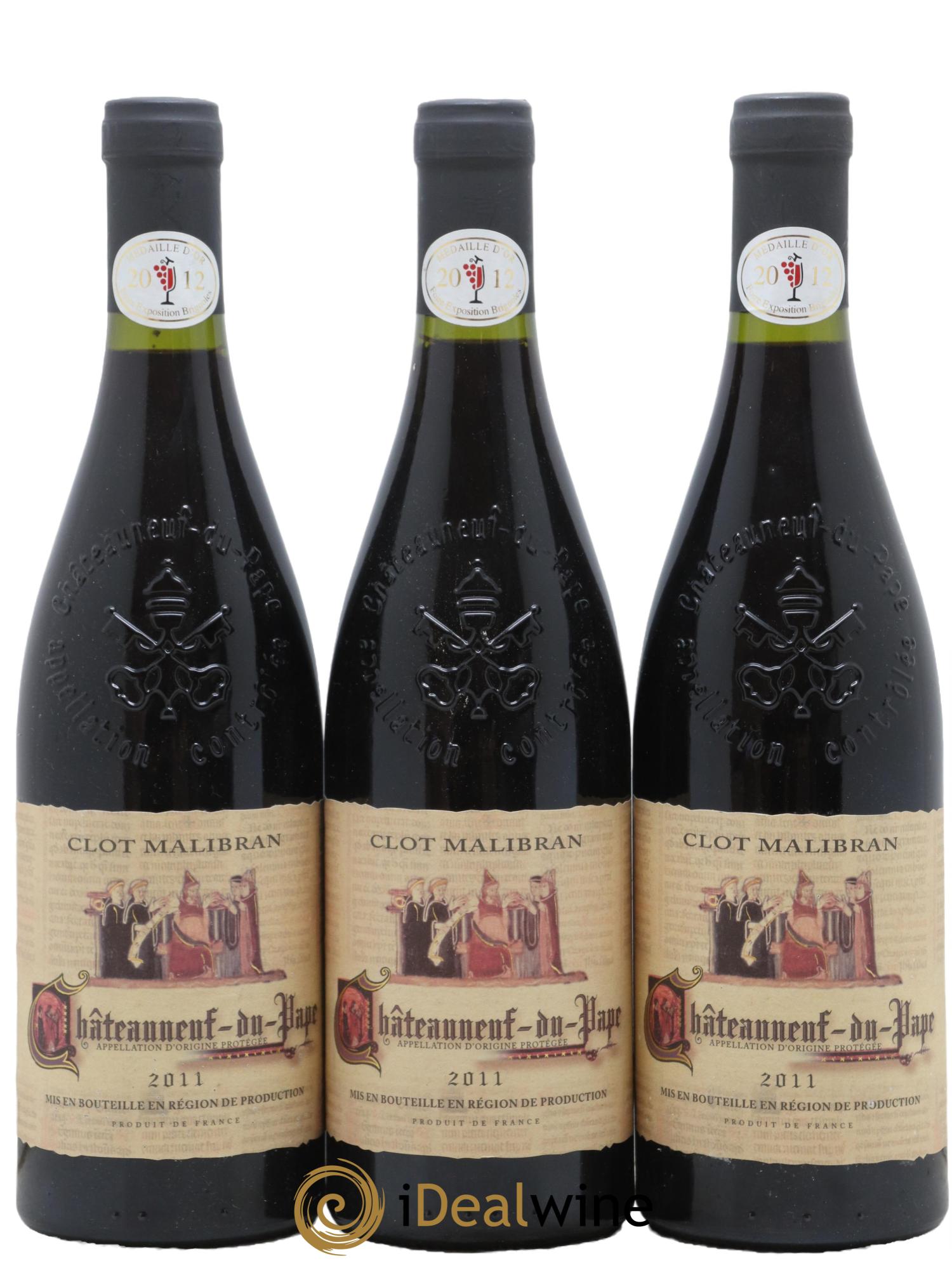 Châteauneuf-du-Pape Clot Malibran 2011 - Lot de 3 bouteilles - 0