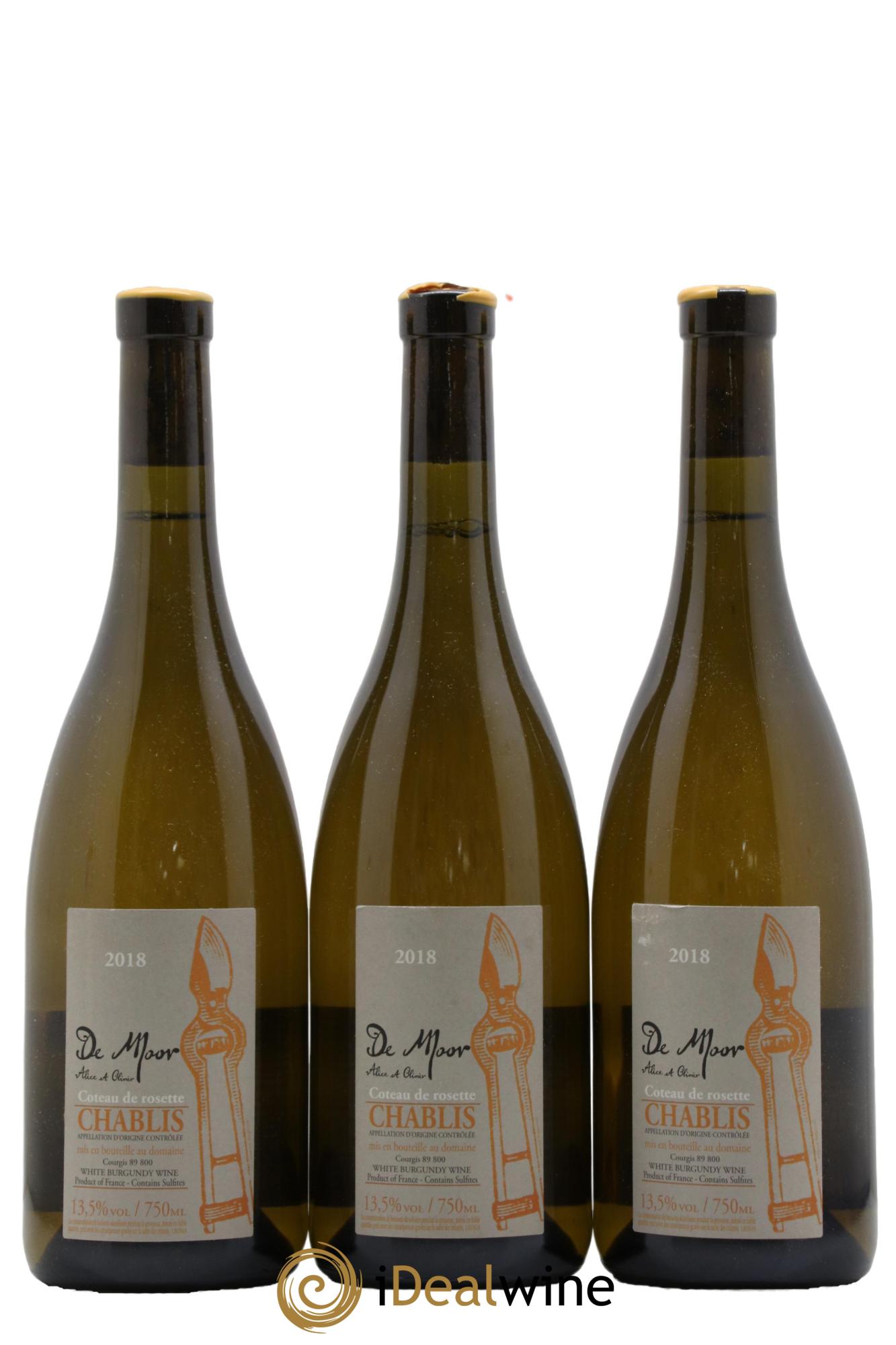 Chablis Côteau de Rosette Alice et Olivier De Moor 2018 - Lot de 3 bouteilles - 0