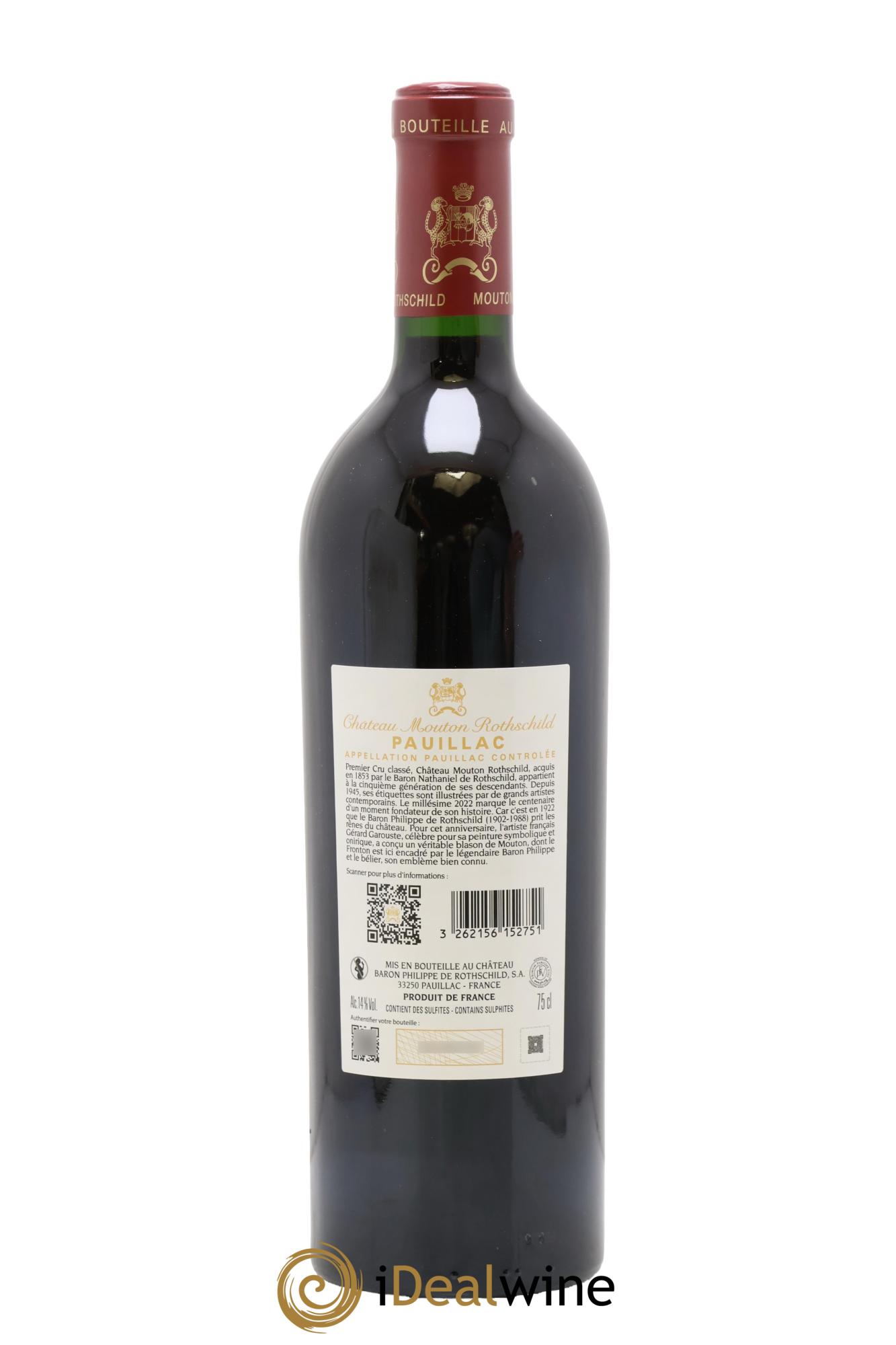 Château Mouton Rothschild 1er Grand Cru Classé 2022 - Lot de 1 bouteille - 1