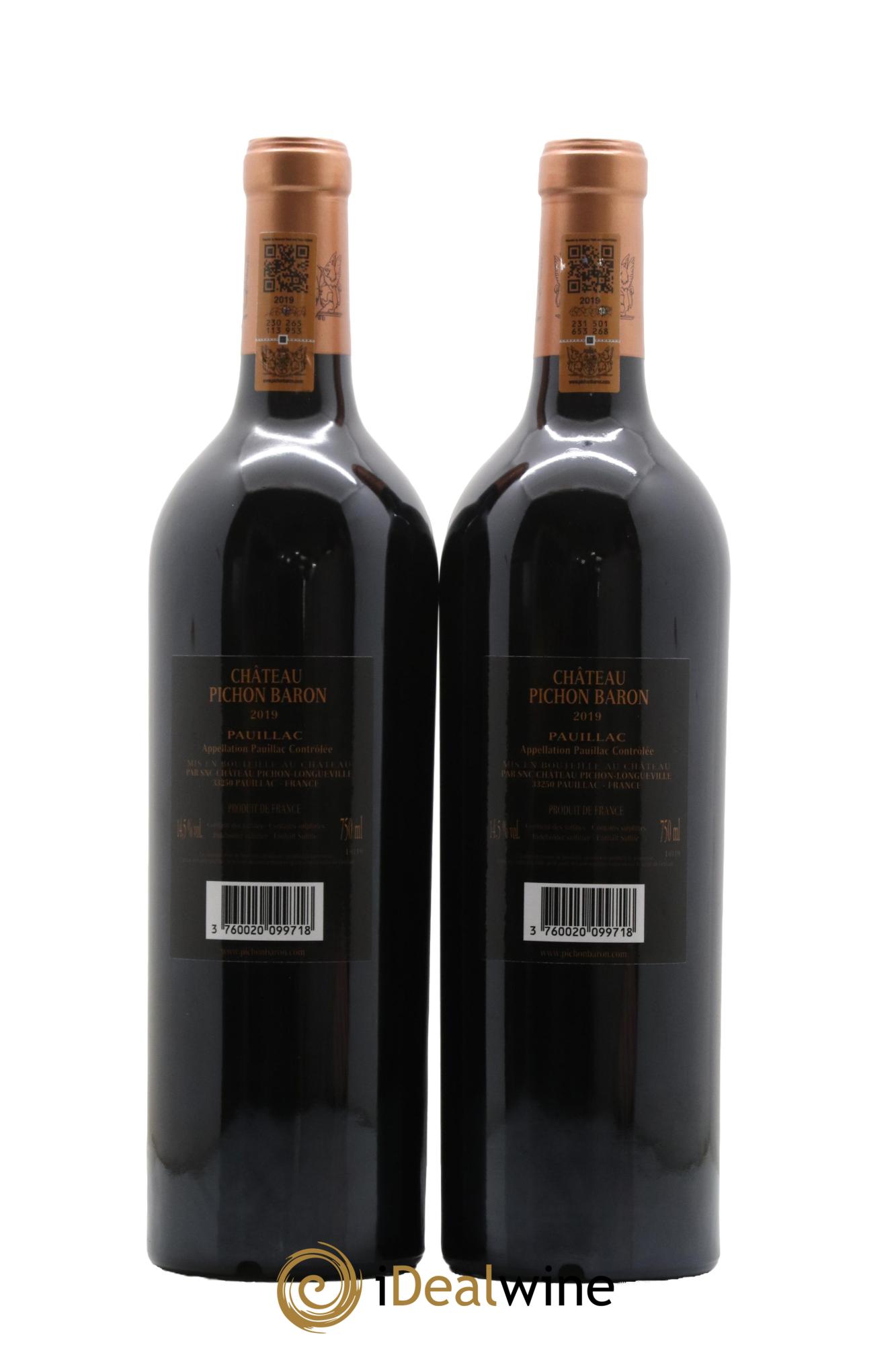 Pichon Longueville Baron 2ème Grand Cru Classé  2019 - Lotto di 2 bottiglie - 1