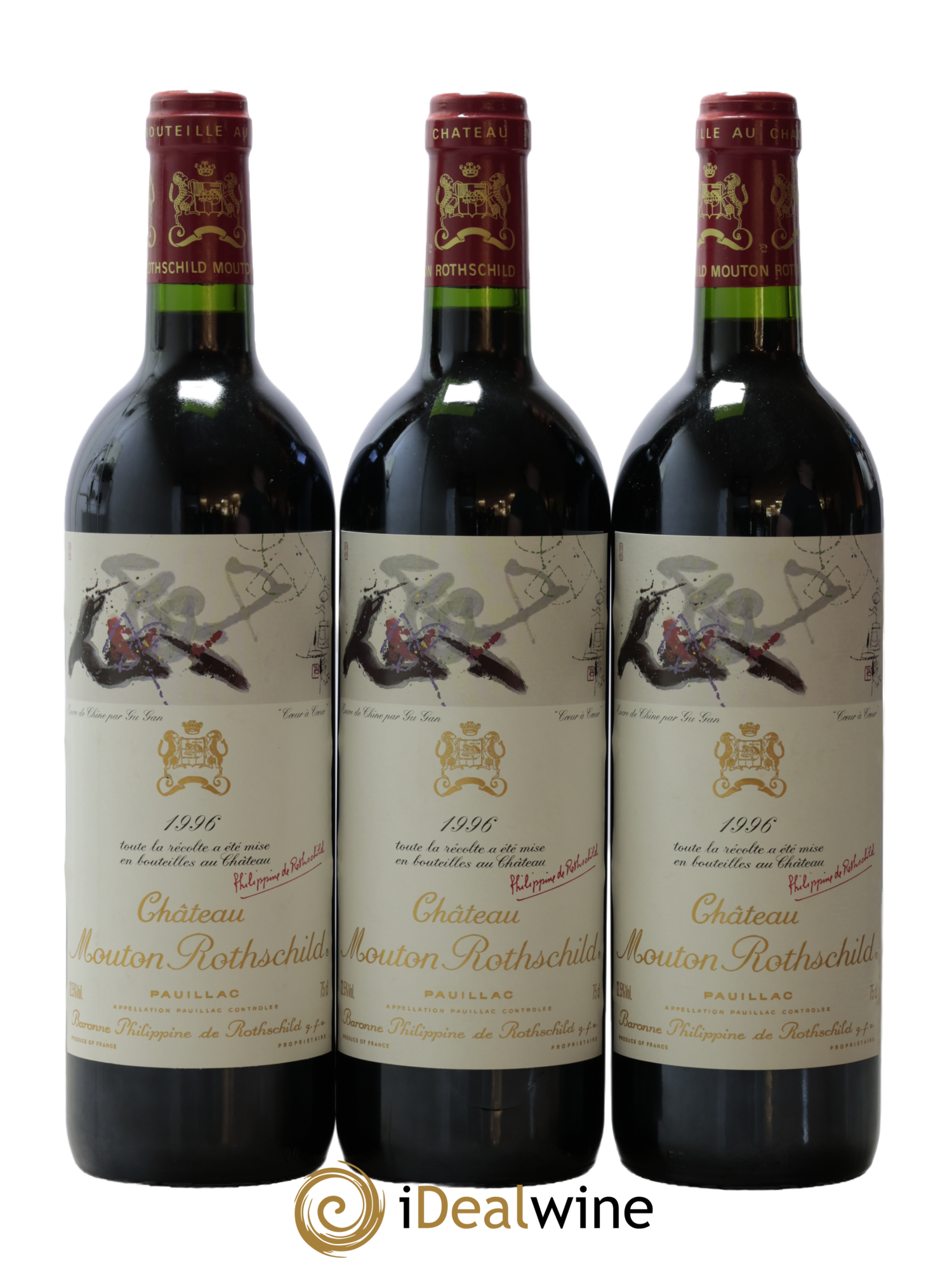 Château Mouton Rothschild 1er Grand Cru Classé 1996 - Lot de 3 bouteilles - 0