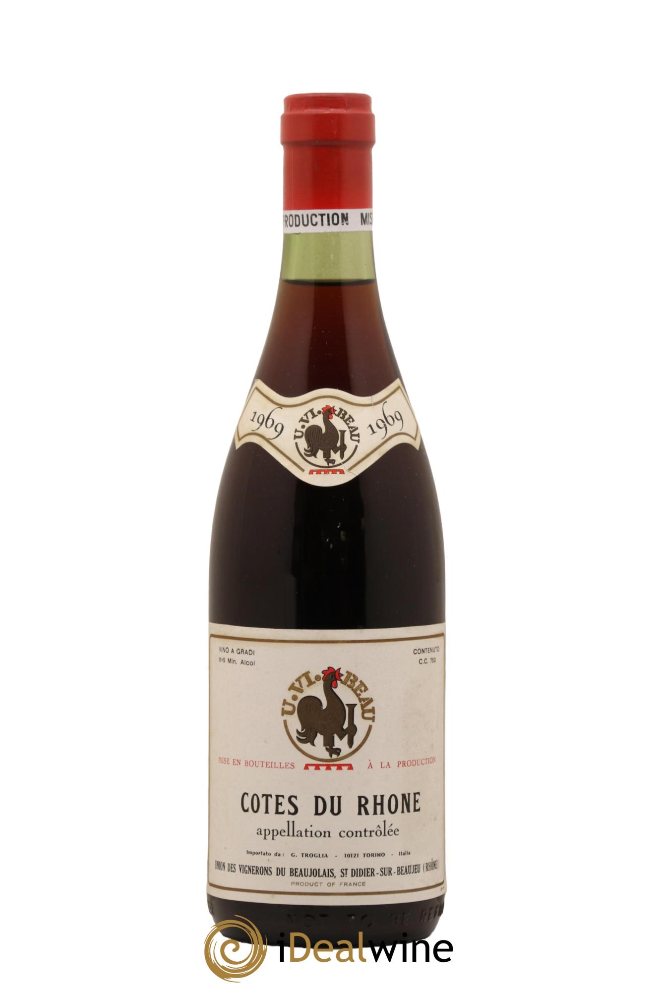 Côtes-du-Rhône Union Des Vignerons Beaujolais 1969 - Lot de 1 bouteille - 0