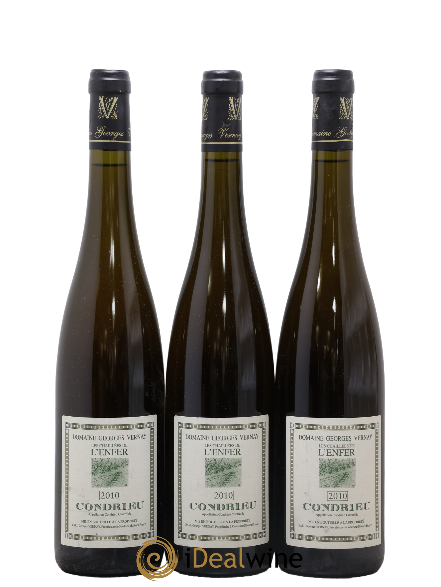 Condrieu Les Chaillées de l'Enfer Georges Vernay 2010 - Lot of 3 bottles - 0