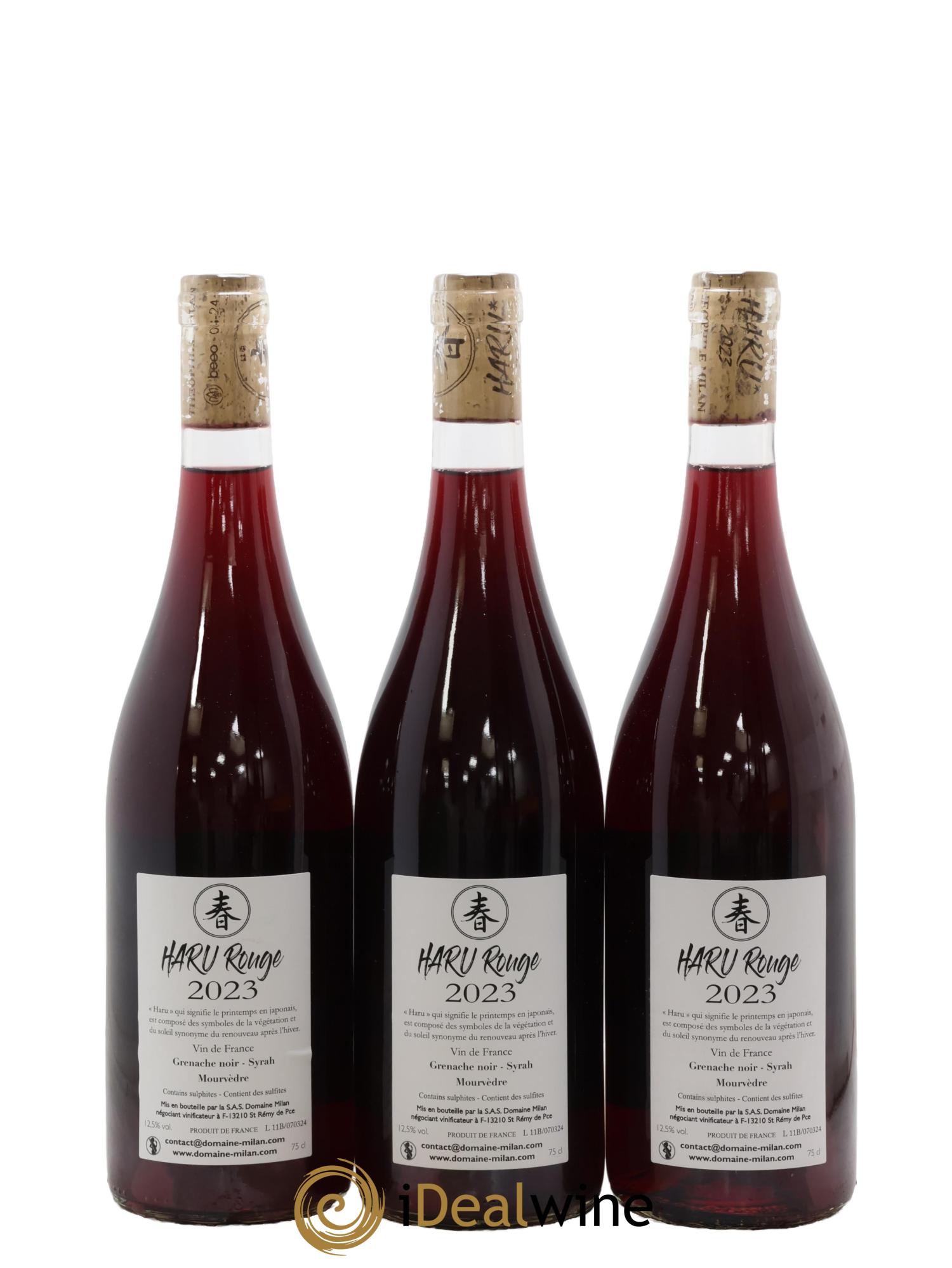 Vin de France Théophile Milan Haru Henri Milan  2023 - Lot de 3 bouteilles - 1