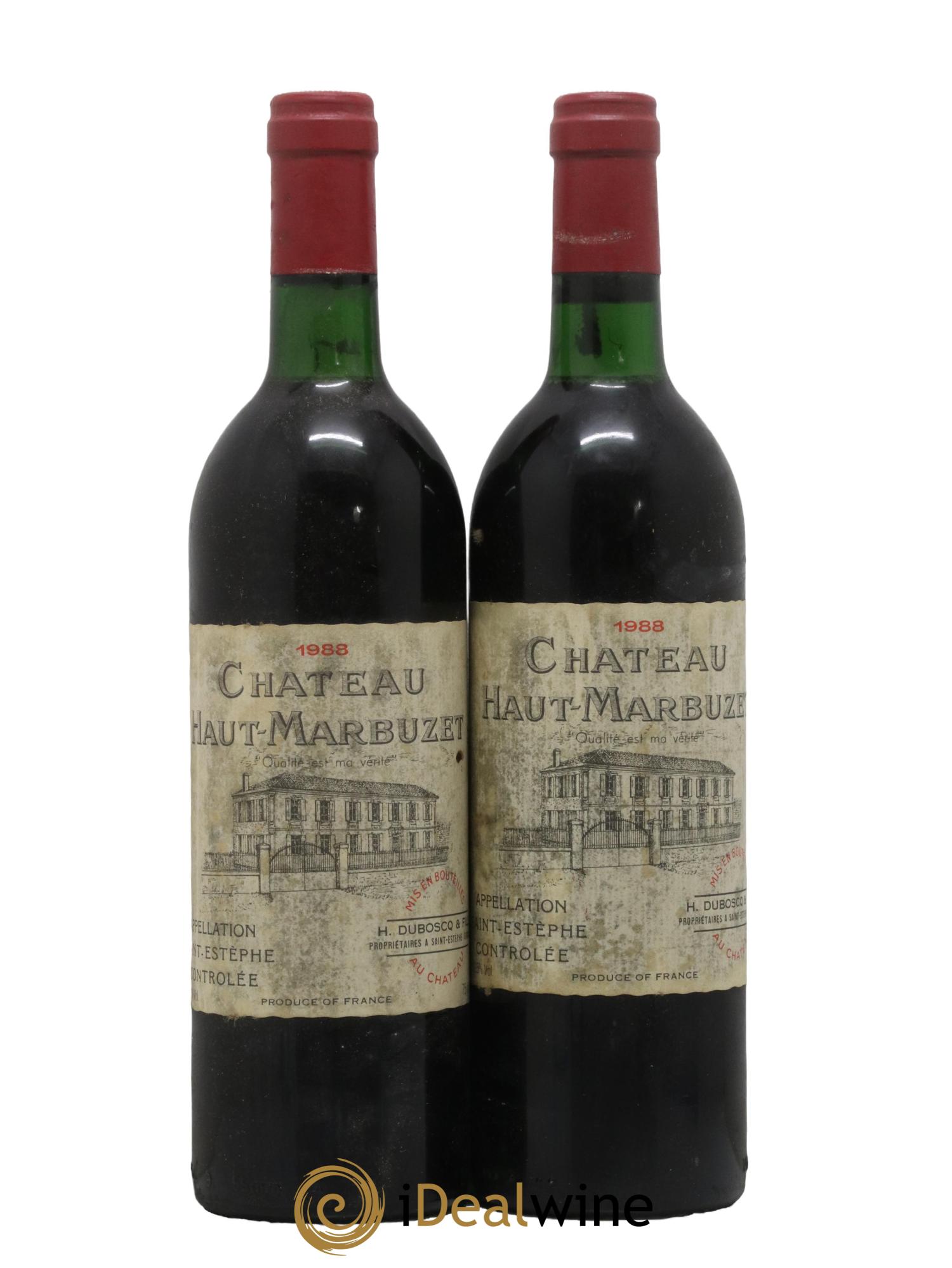 Château Haut Marbuzet 1988 - Lot de 2 bouteilles - 0