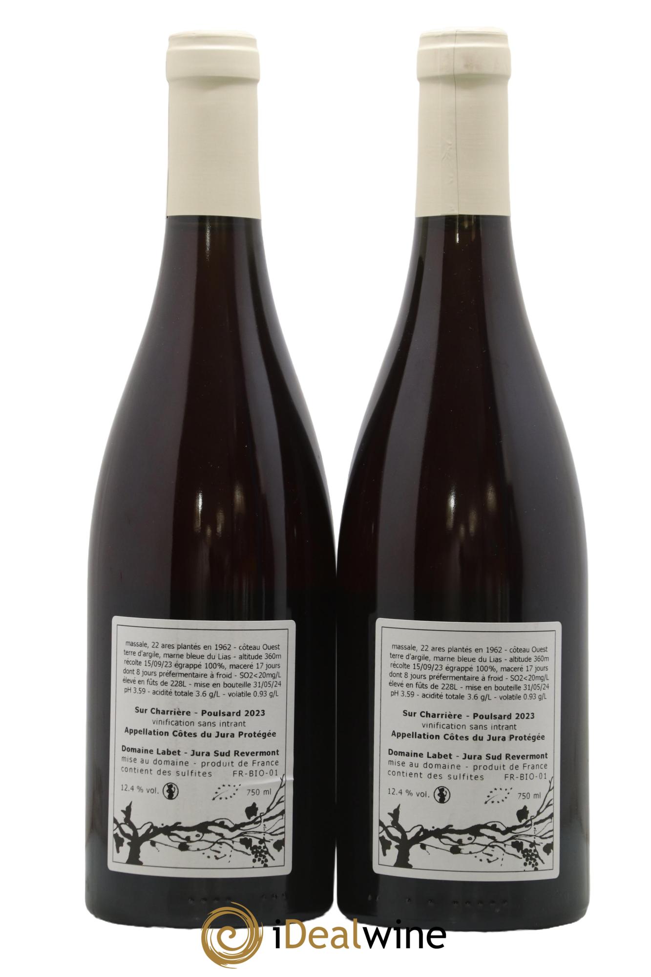 Côtes du Jura Poulsard Sur Charrière Romain - Julien - Charline Labet 2023 - Lotto di 2 bottiglie - 1